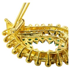 Exquisite Tiffany & Co. 18k Gold Emerald and Diamond Brooch