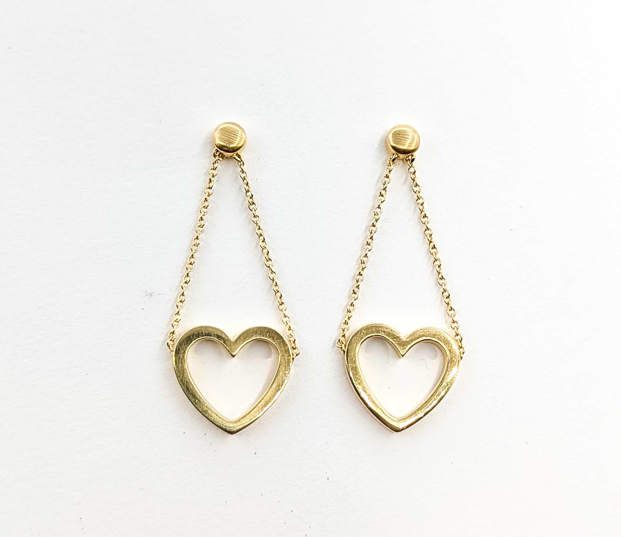 Donna Squisita Tiffany & Co. Orecchini a cuore aperto pendenti in oro 18k in vendita