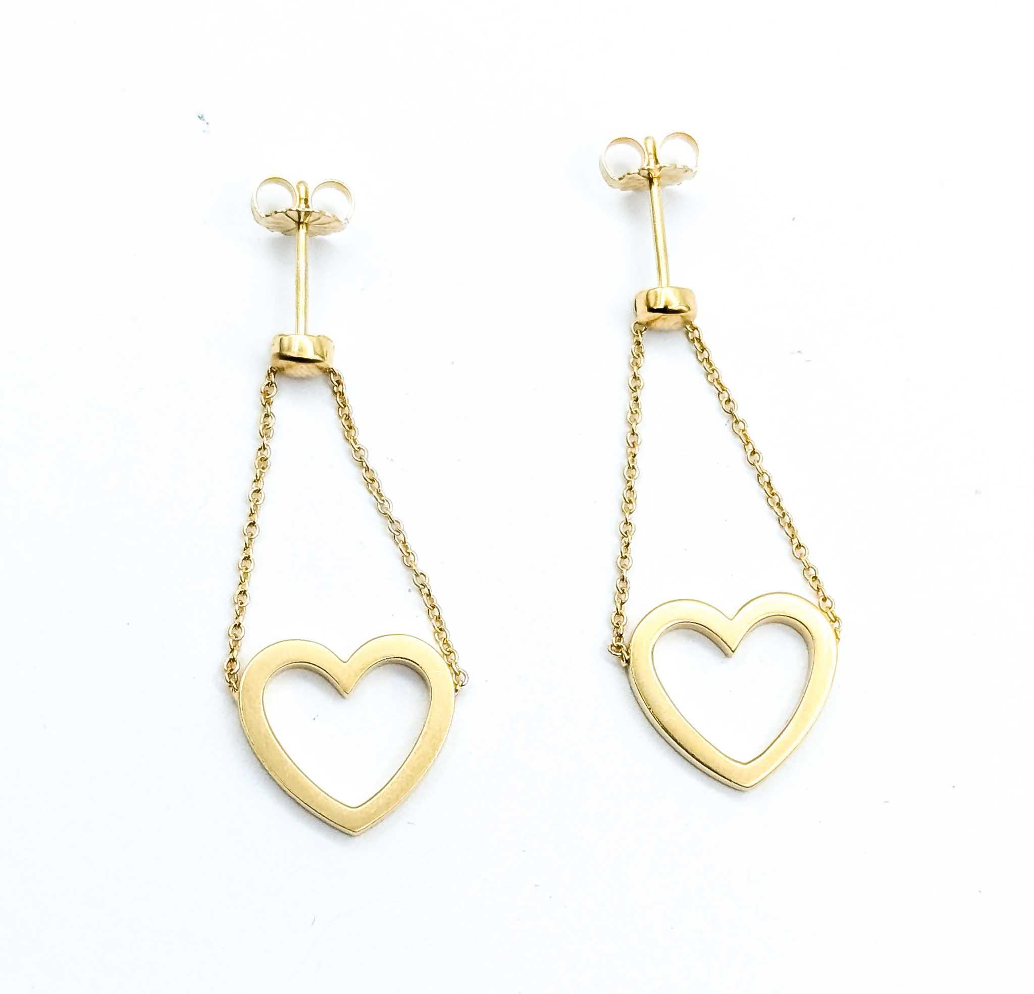 Squisita Tiffany & Co. Orecchini a cuore aperto pendenti in oro 18k in vendita 3