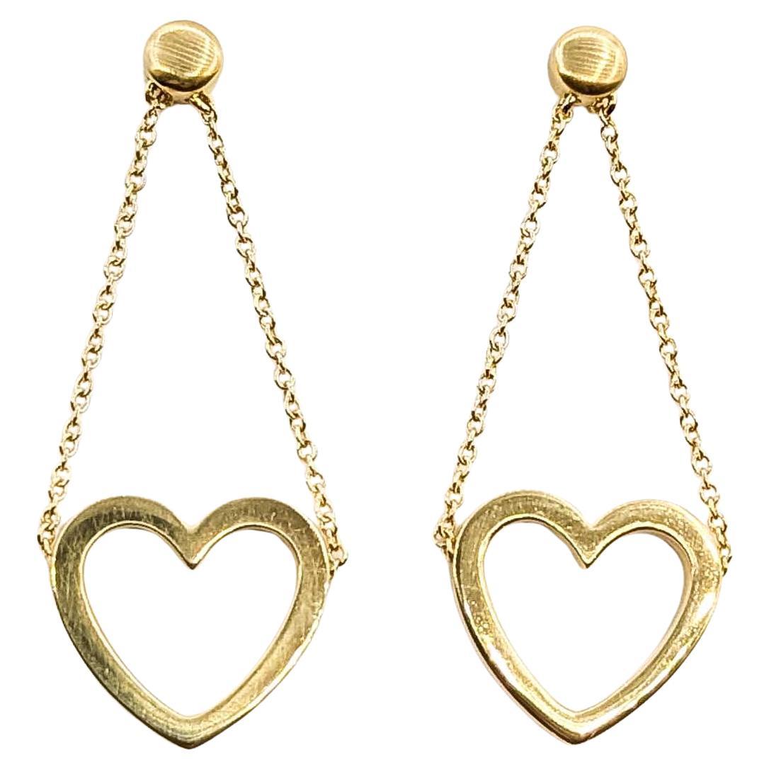 Exquisite Tiffany & Co. Dangle Open Heart Earrings in 18k Gold