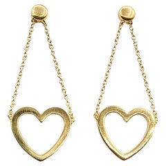 Exquisite Tiffany & Co. Dangle Open Heart Earrings in 18k Gold