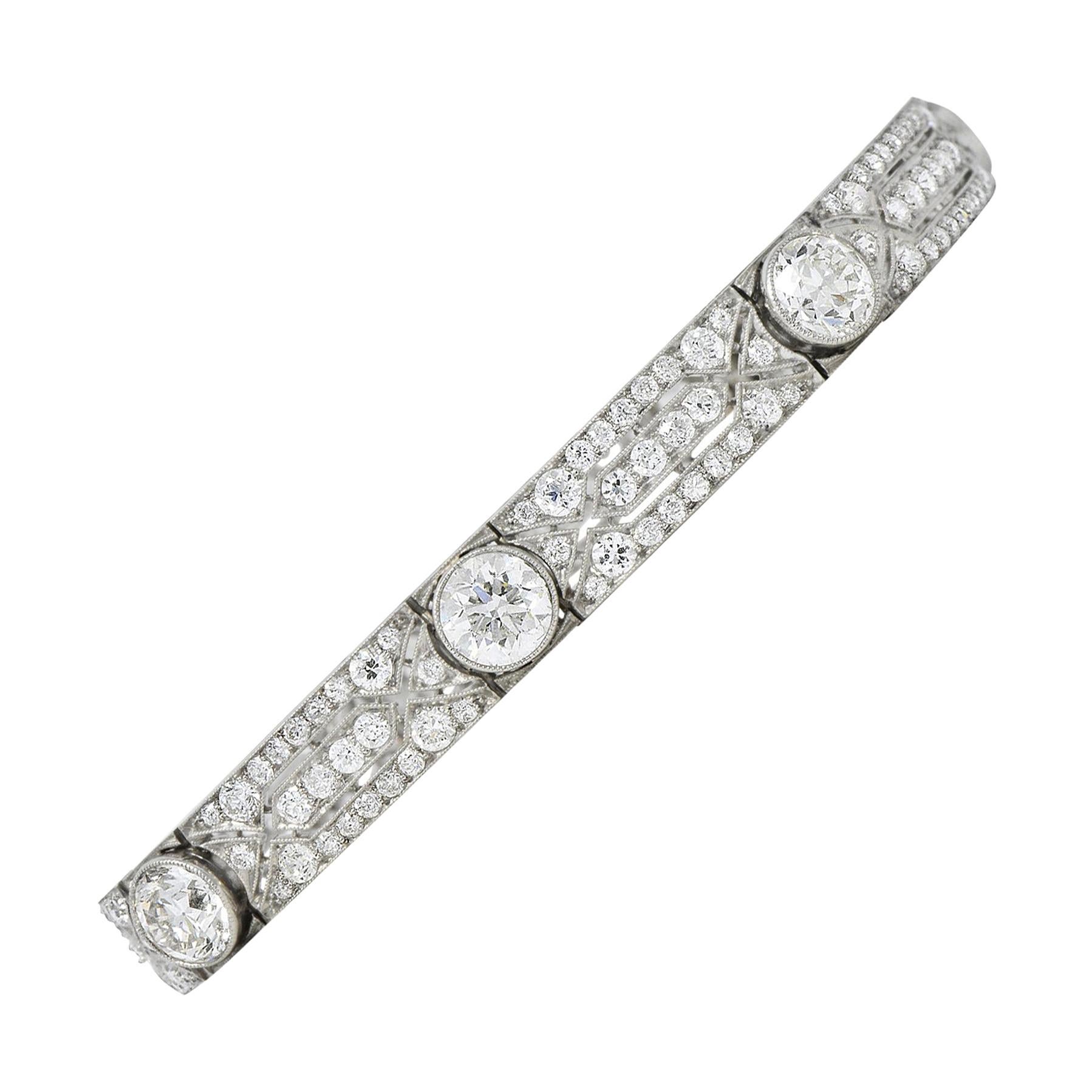 Exquisite Tiffany & Co. Edwardian 11.21 Carat Diamond Platinum Bracelet