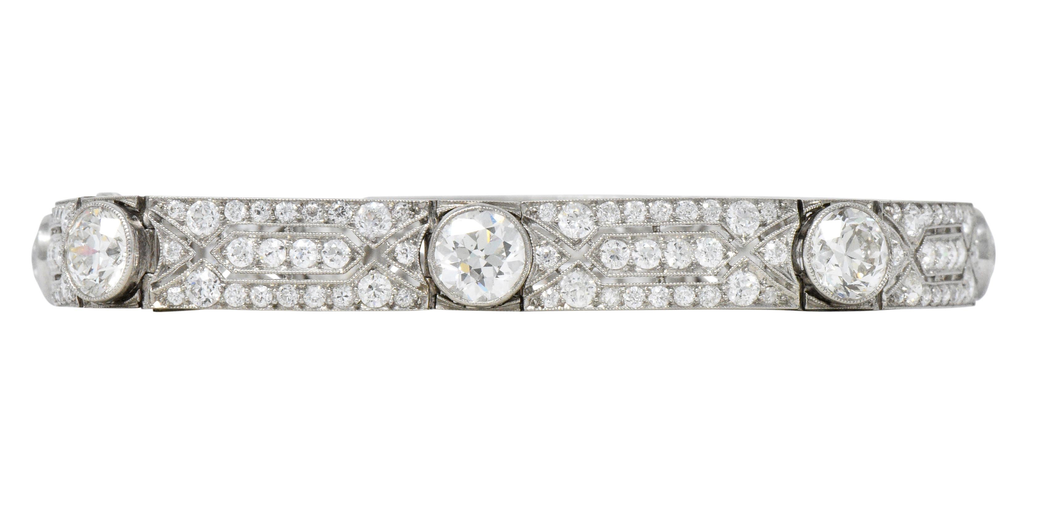 Women's or Men's Exquisite Tiffany & Co. Edwardian 11.21 Carat Diamond Platinum Bracelet