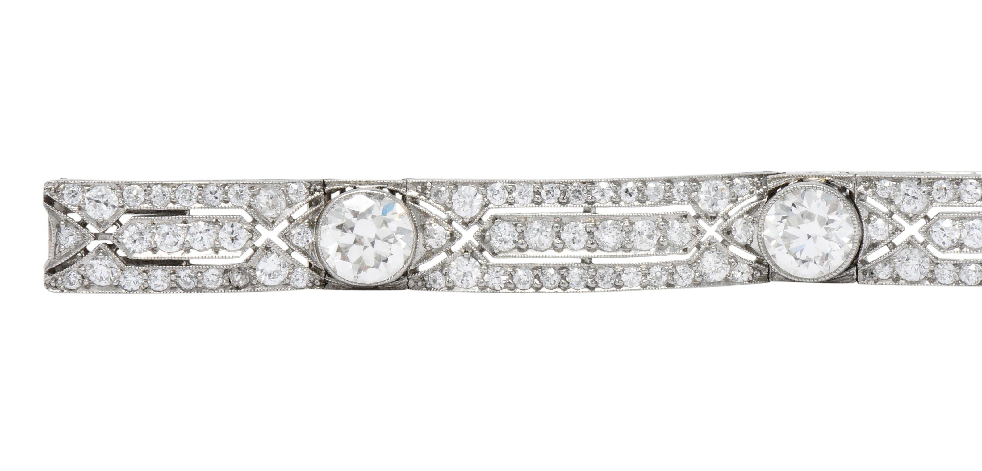 Exquisite Tiffany & Co. Edwardian 11.21 Carat Diamond Platinum Bracelet 2