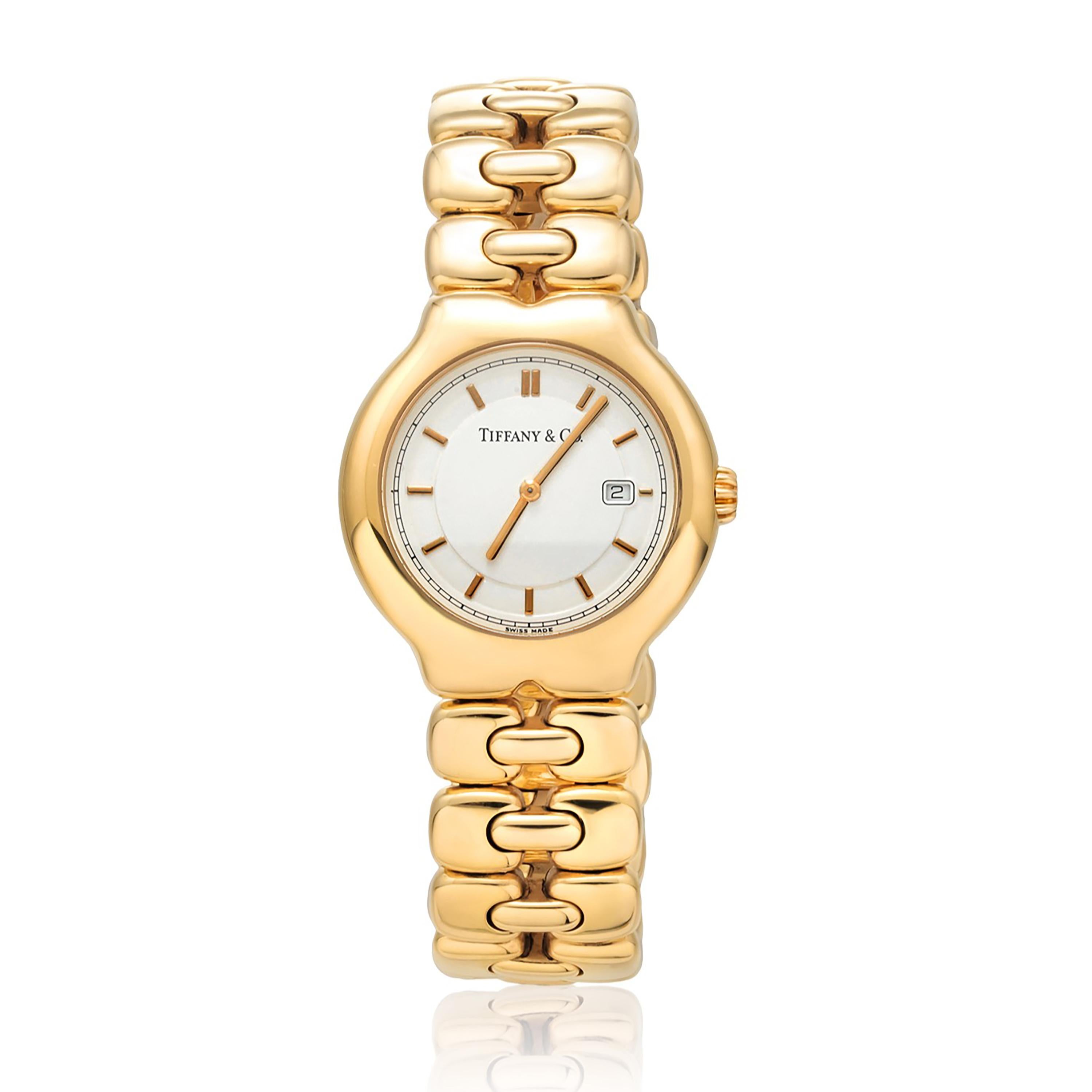 Exquisite Tiffany & Co. Tesoro: 18 Karat Gelbgold schwere Gliederarmbanduhr mit Gliedern 5