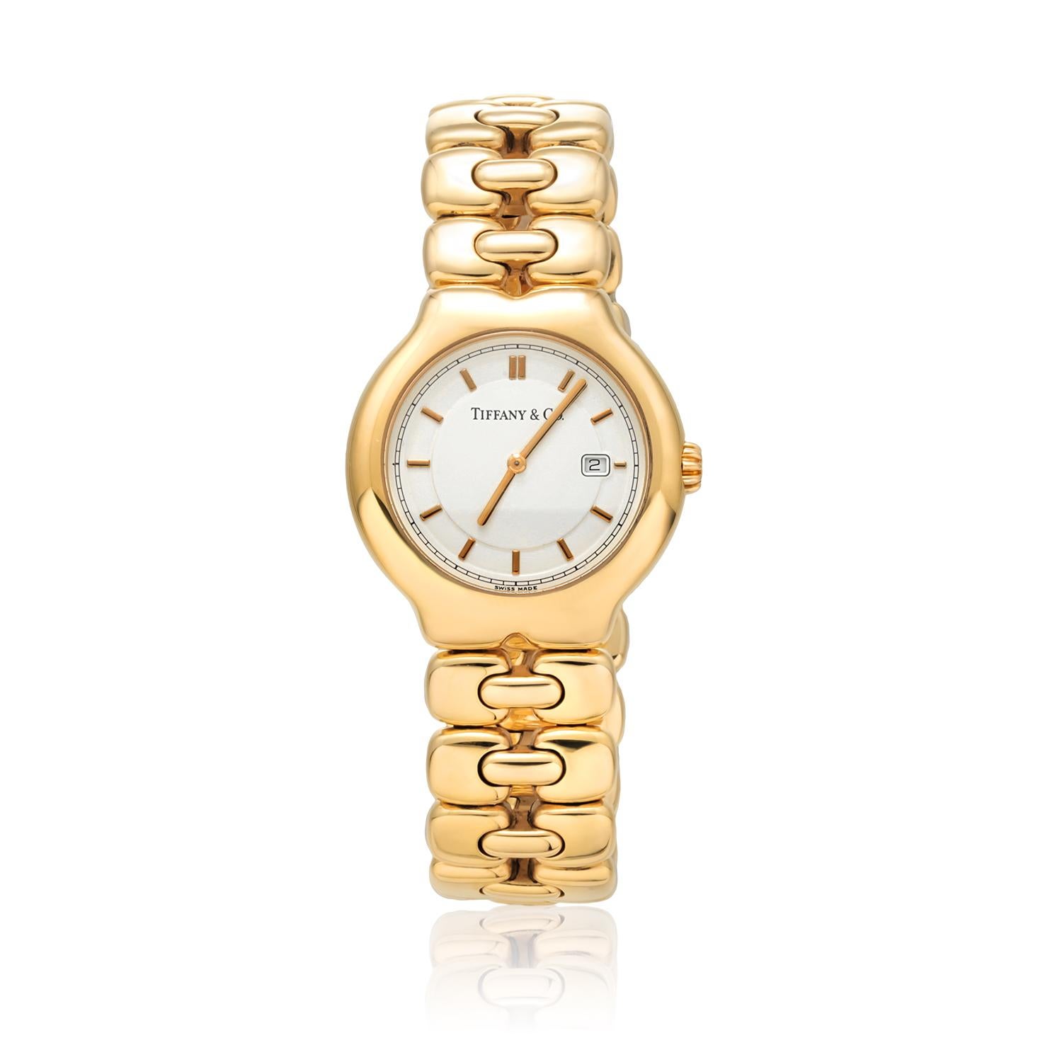 Exquisite Tiffany & Co. Tesoro: 18 Karat Gelbgold schwere Gliederarmbanduhr mit Gliedern 1
