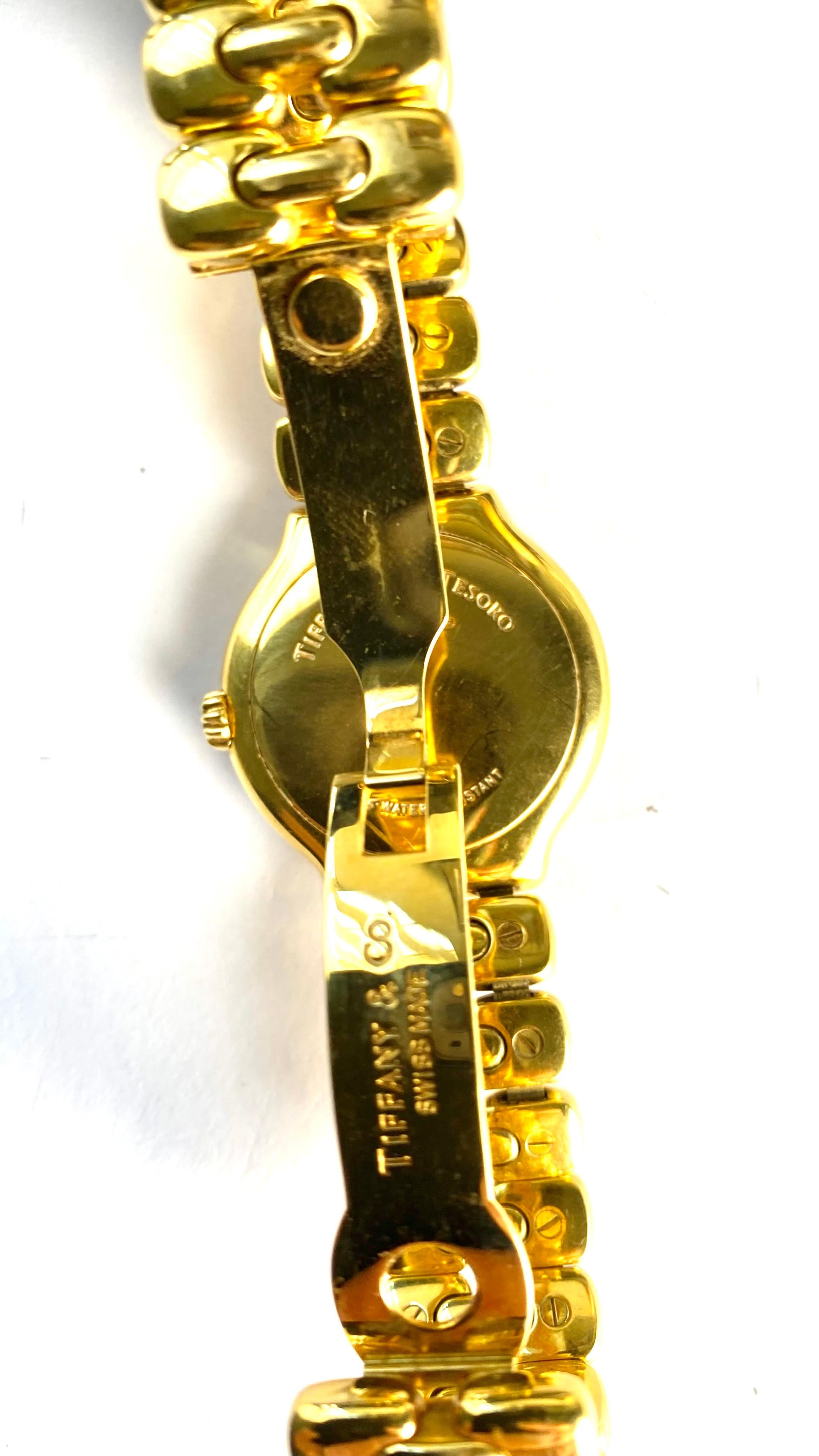 Exquisite Tiffany & Co. Tesoro: 18 Karat Gelbgold schwere Gliederarmbanduhr mit Gliedern 3