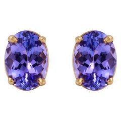 Squisita borchia in oro giallo massiccio 14K di alta qualità da 2,00 carati naturali di tanzanite