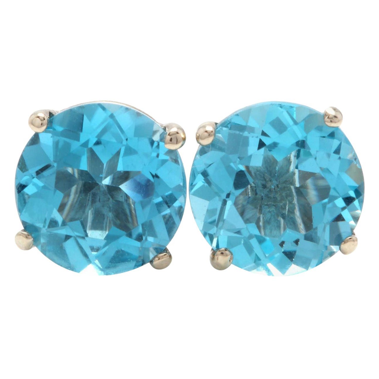 Exquise topaze bleue suisse naturelle de 4,50 carats en or massif 14 carats de qualité supérieure