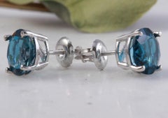 Exquisite Top-Qualität 4,50 Karat natürlicher Londoner Blautopas 14K massives Weißgold