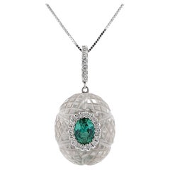 Exquisite Tourmaline & Carved Rock Crystal Pendant