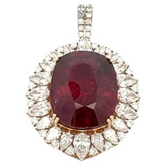 Tourmaline 'Rubellite' and Diamond Pendant Necklace