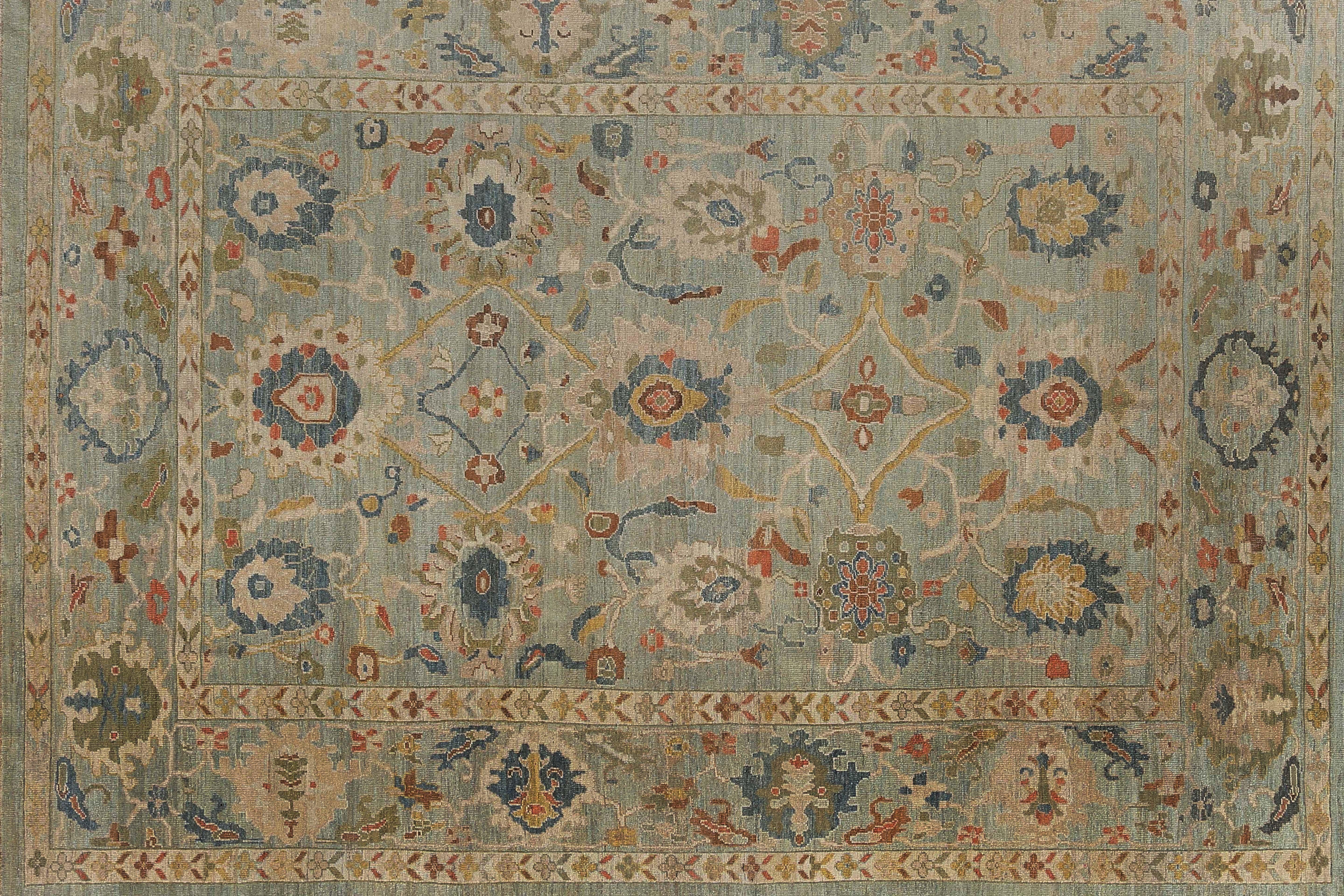 Afghanistan Sultanabad-Teppiche Circa 1990 - Wolle Hellblaues Design - 95582 im Angebot 4