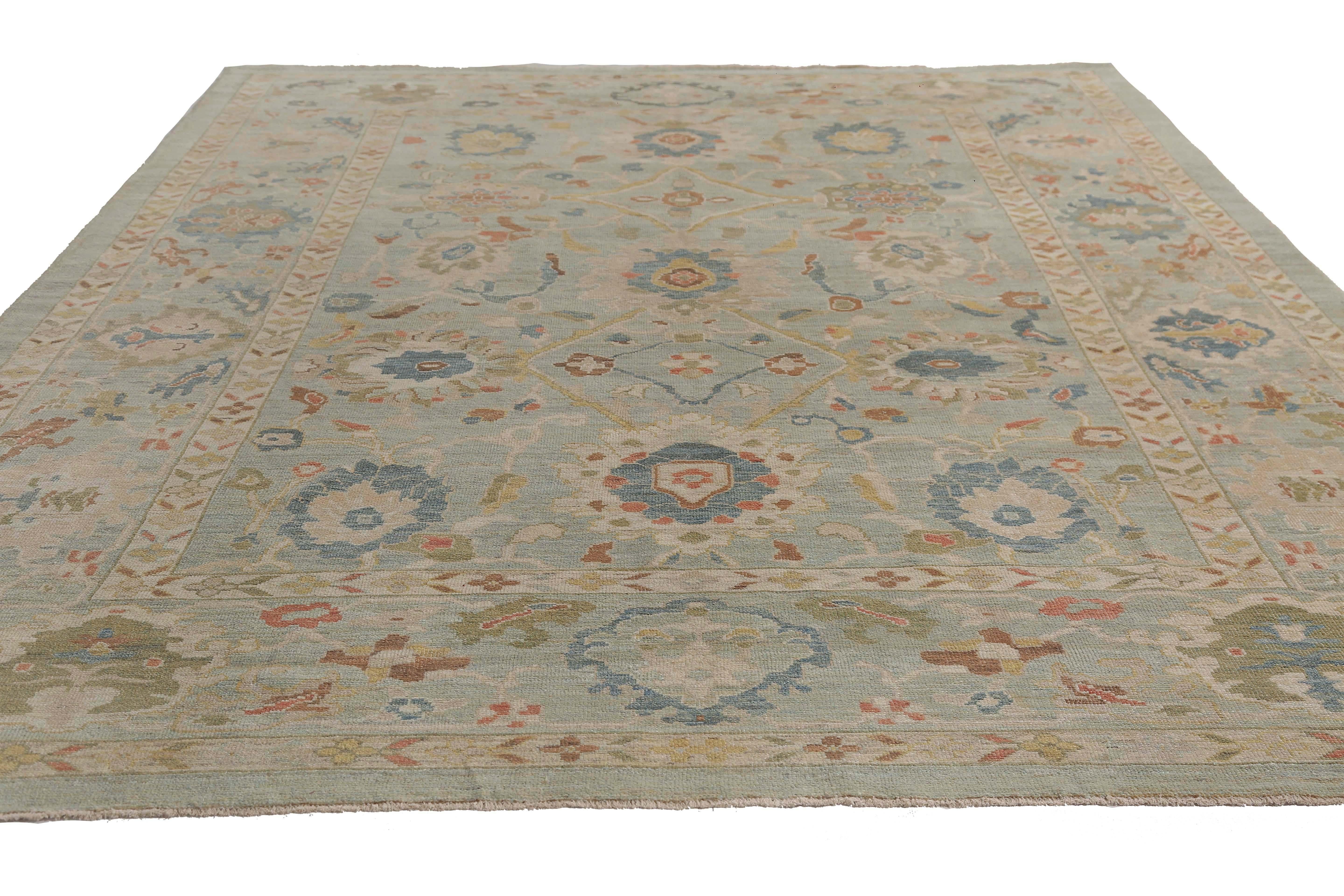 Afghanistan Sultanabad-Teppiche Circa 1990 - Wolle Hellblaues Design - 95582 im Angebot 2