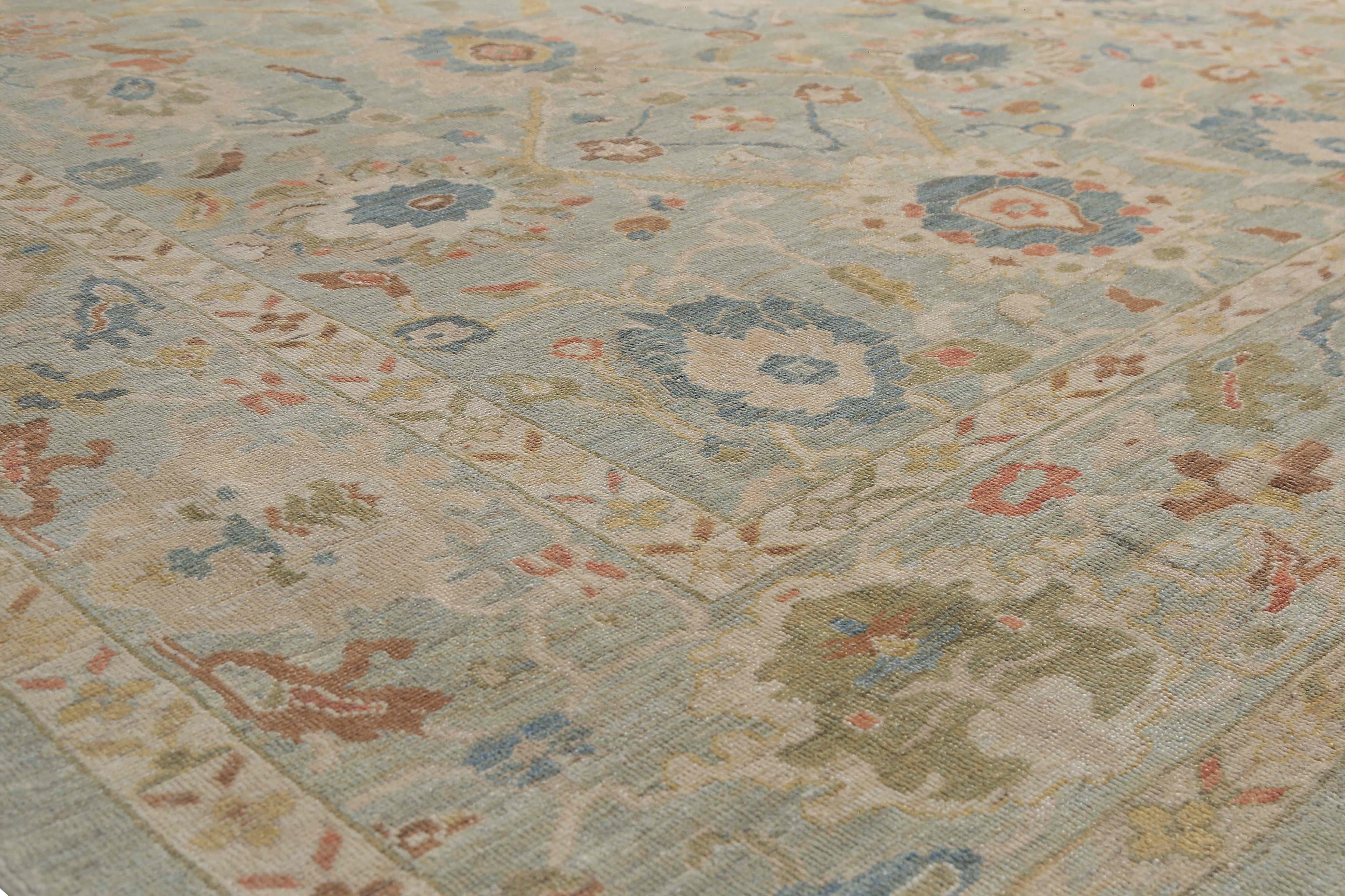 Afghanistan Sultanabad-Teppiche Circa 1990 - Wolle Hellblaues Design - 95582 im Angebot 3