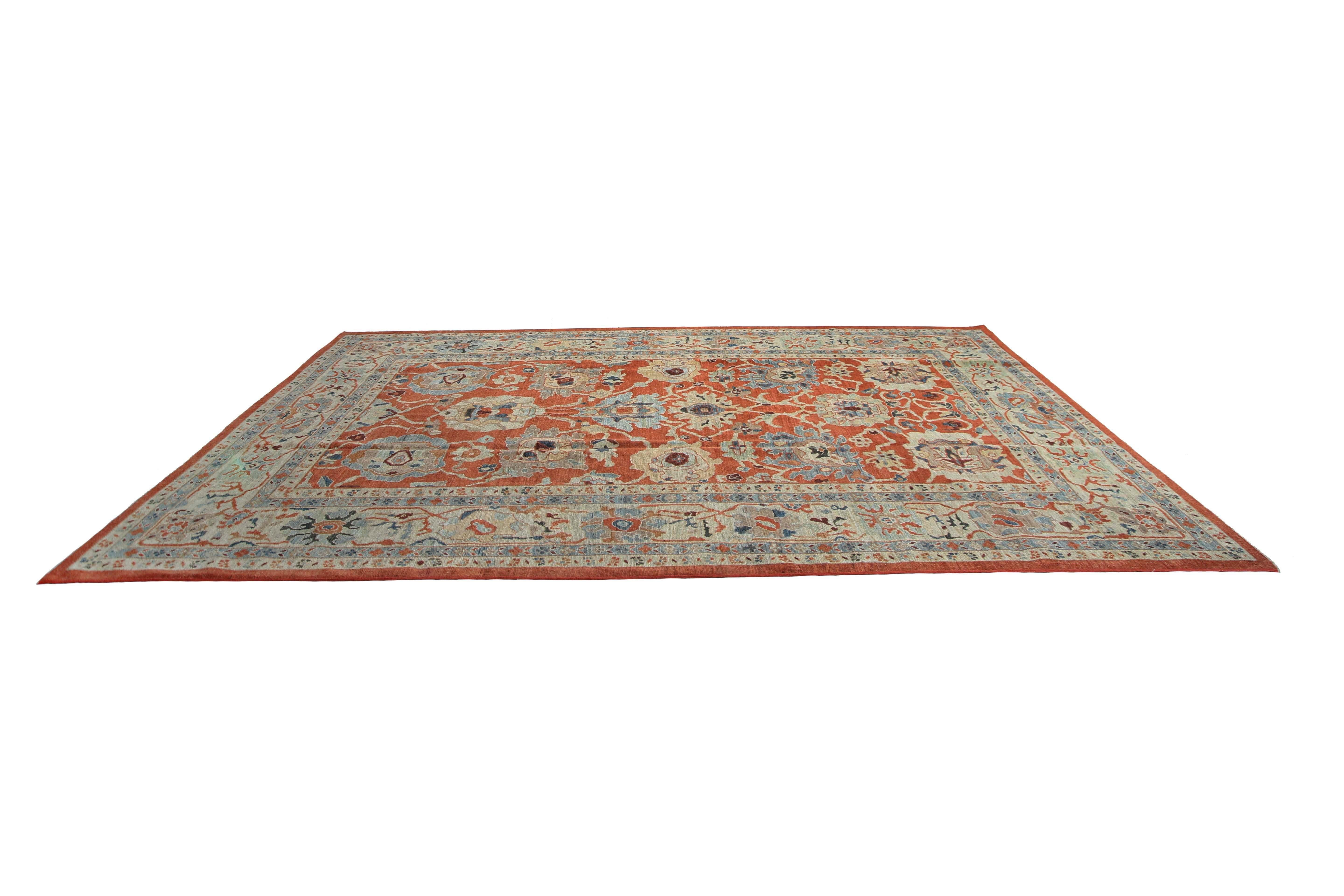 Exquisite Turkish Sultanabad Rug In New Condition For Sale In Dallas, TX