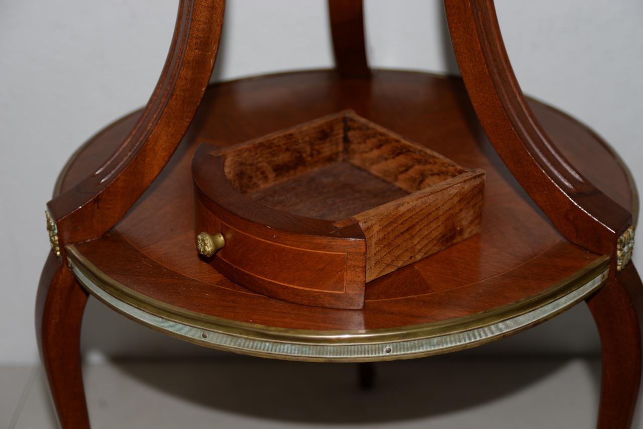 Exquisite Two-Tier Italian Mahogany & Marble Side Table, circa 1910 In Good Condition In San Francisco, CA