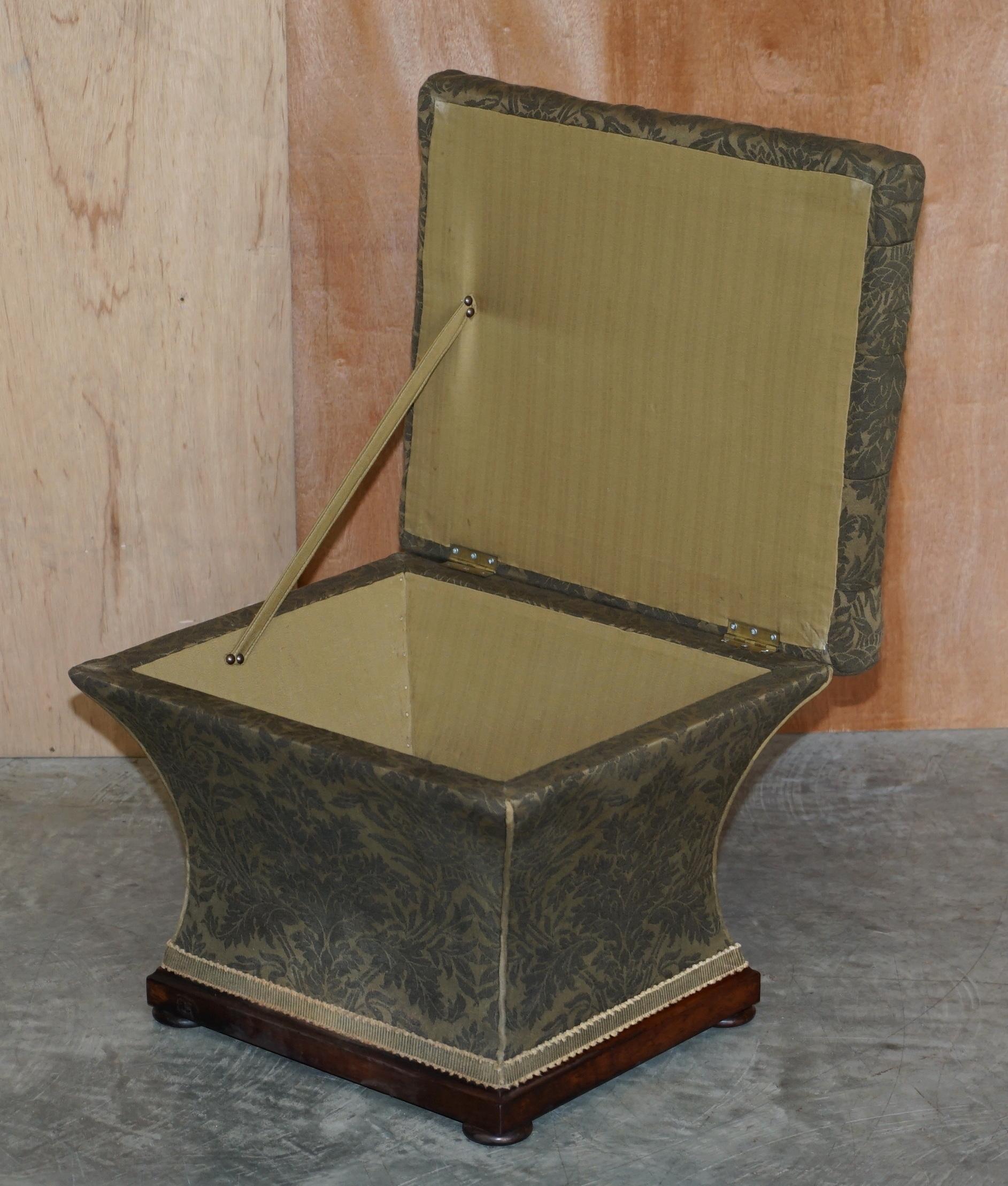 Exquisite Upholstered Victorian circa 1860 Ottoman Stool Footstool with Storage For Sale 1