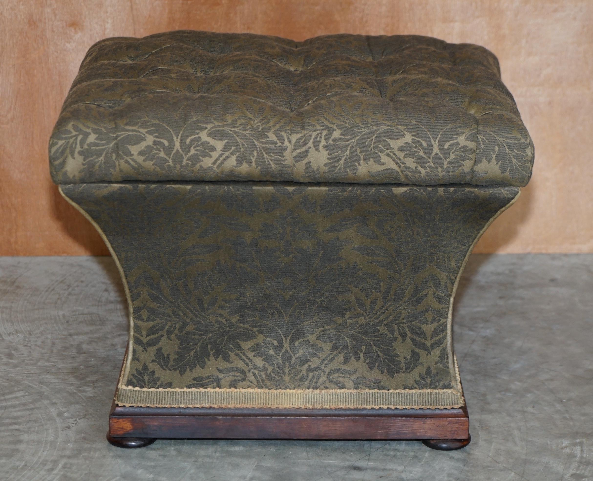 English Exquisite Upholstered Victorian circa 1860 Ottoman Stool Footstool with Storage For Sale