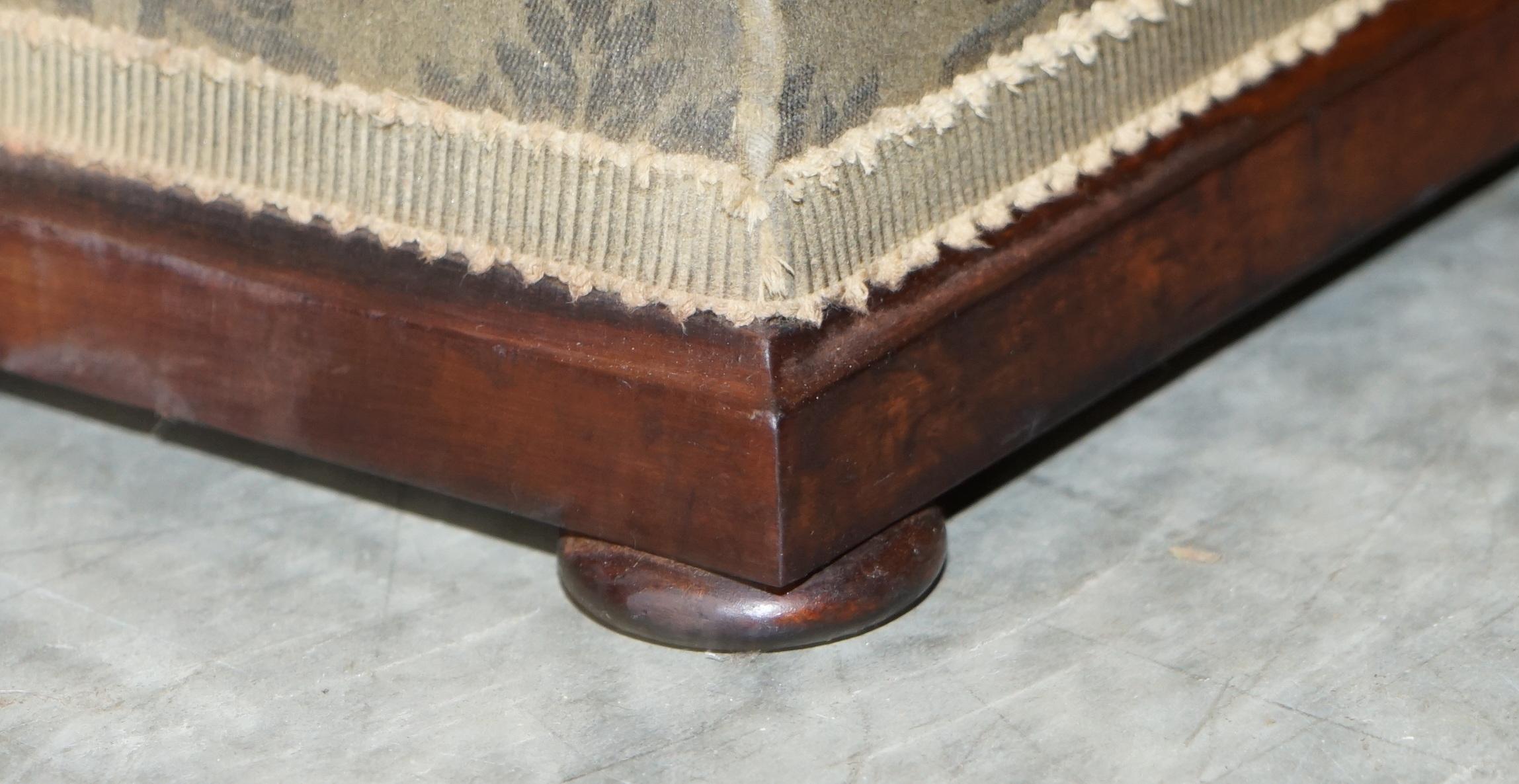 Hand-Crafted Exquisite Upholstered Victorian circa 1860 Ottoman Stool Footstool with Storage For Sale