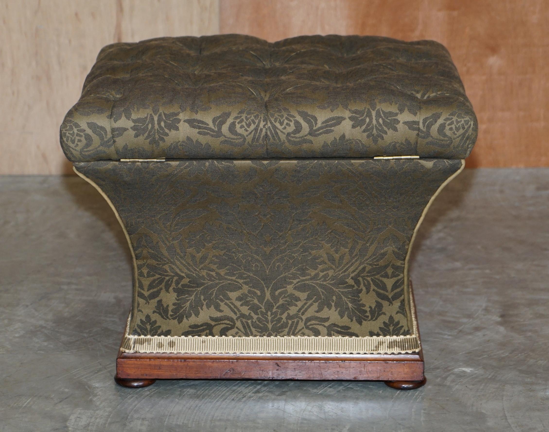 Mid-19th Century Exquisite Upholstered Victorian circa 1860 Ottoman Stool Footstool with Storage For Sale