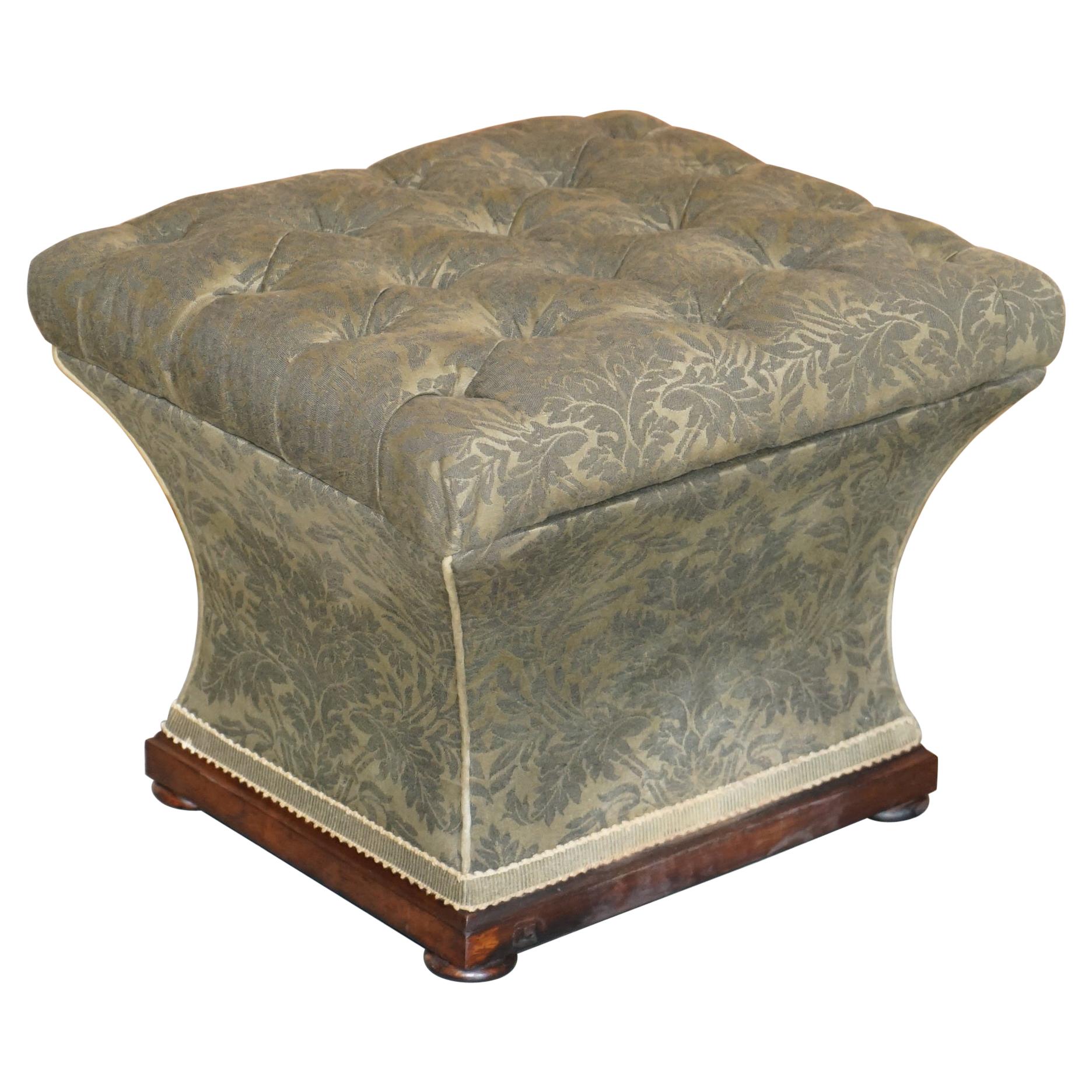 Exquisite Upholstered Victorian circa 1860 Ottoman Stool Footstool with Storage