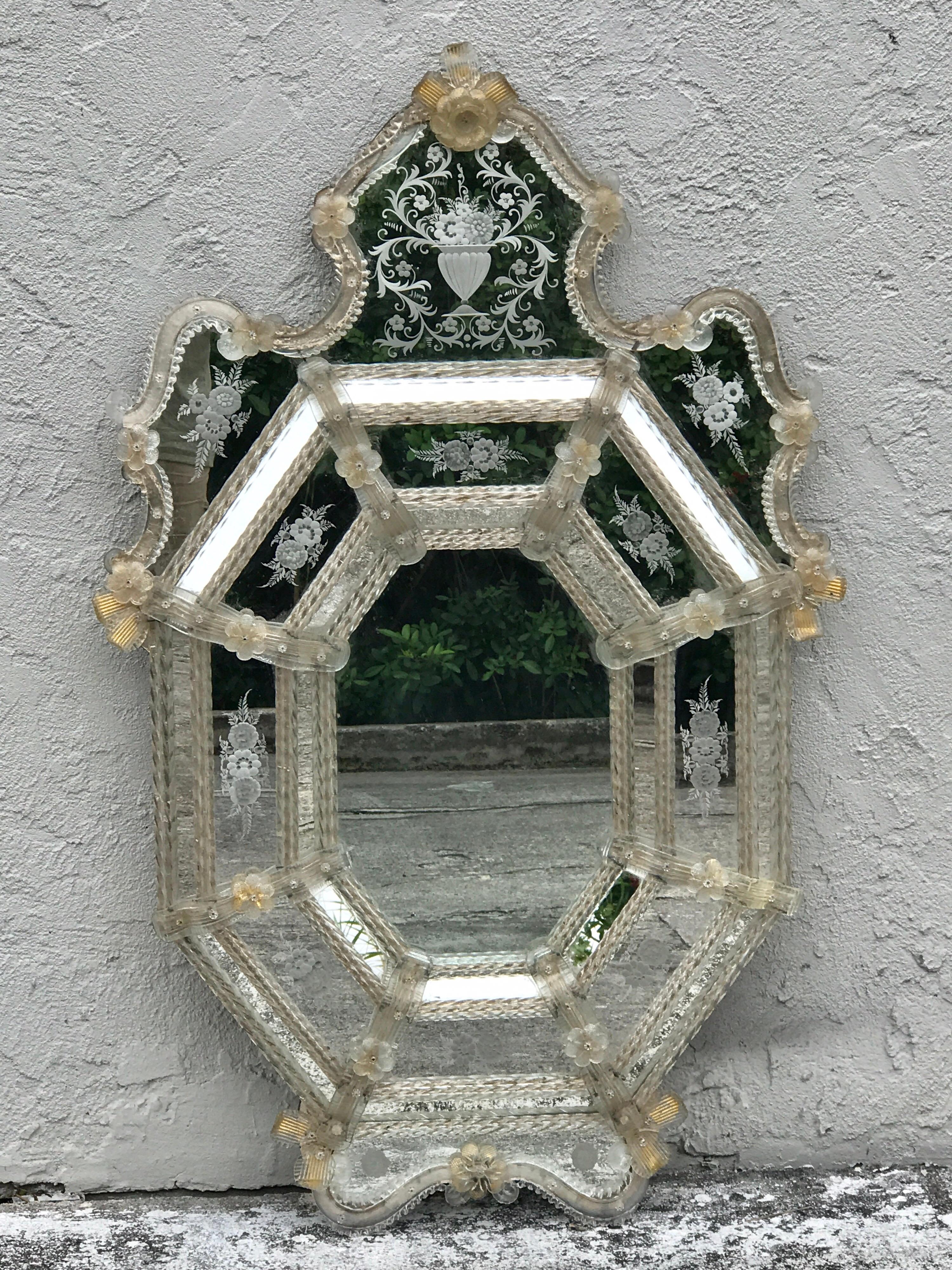Exquisite Venetian Glass Engraved Mirror 5