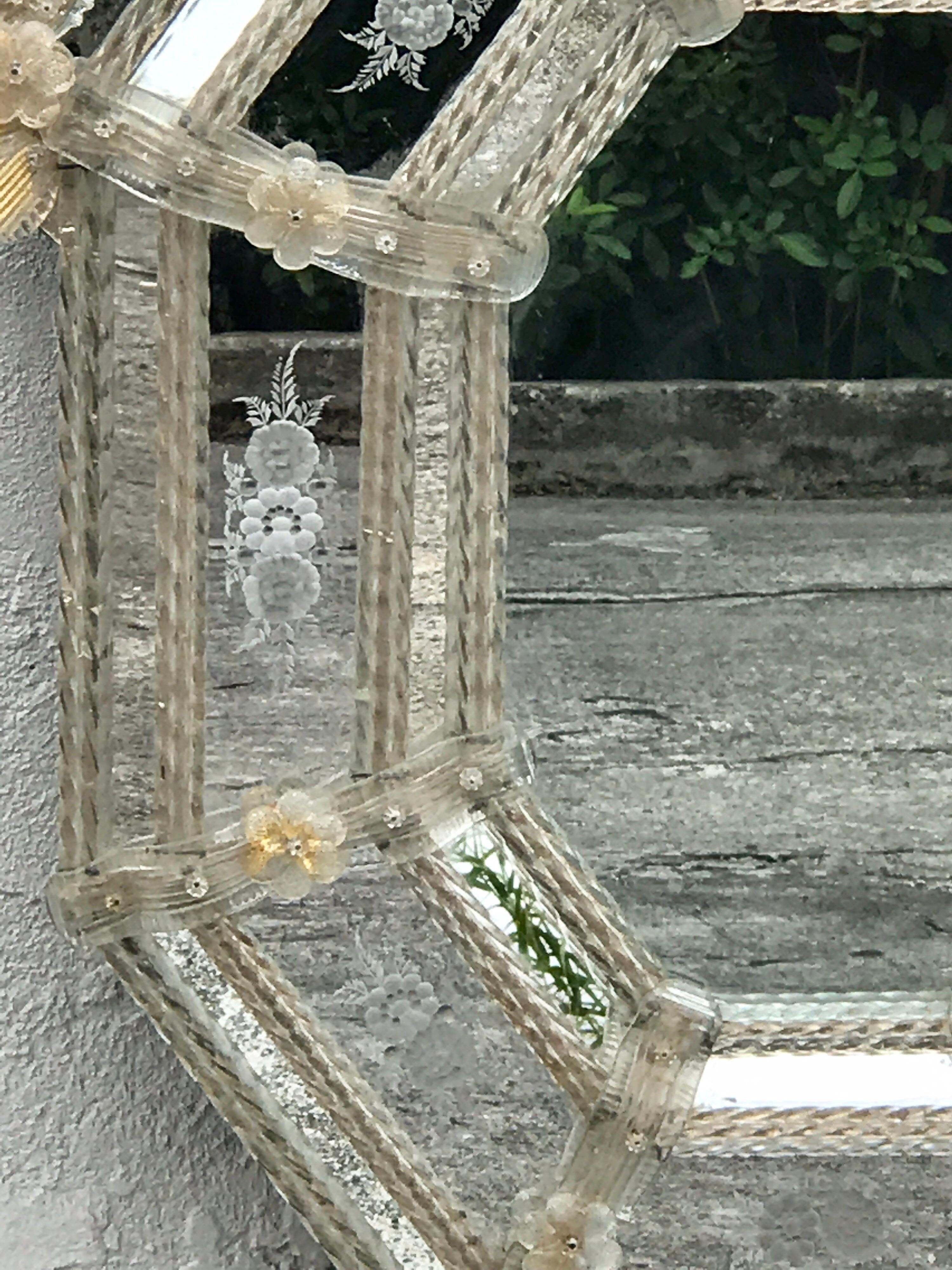 Exquisite Venetian Glass Engraved Mirror 7