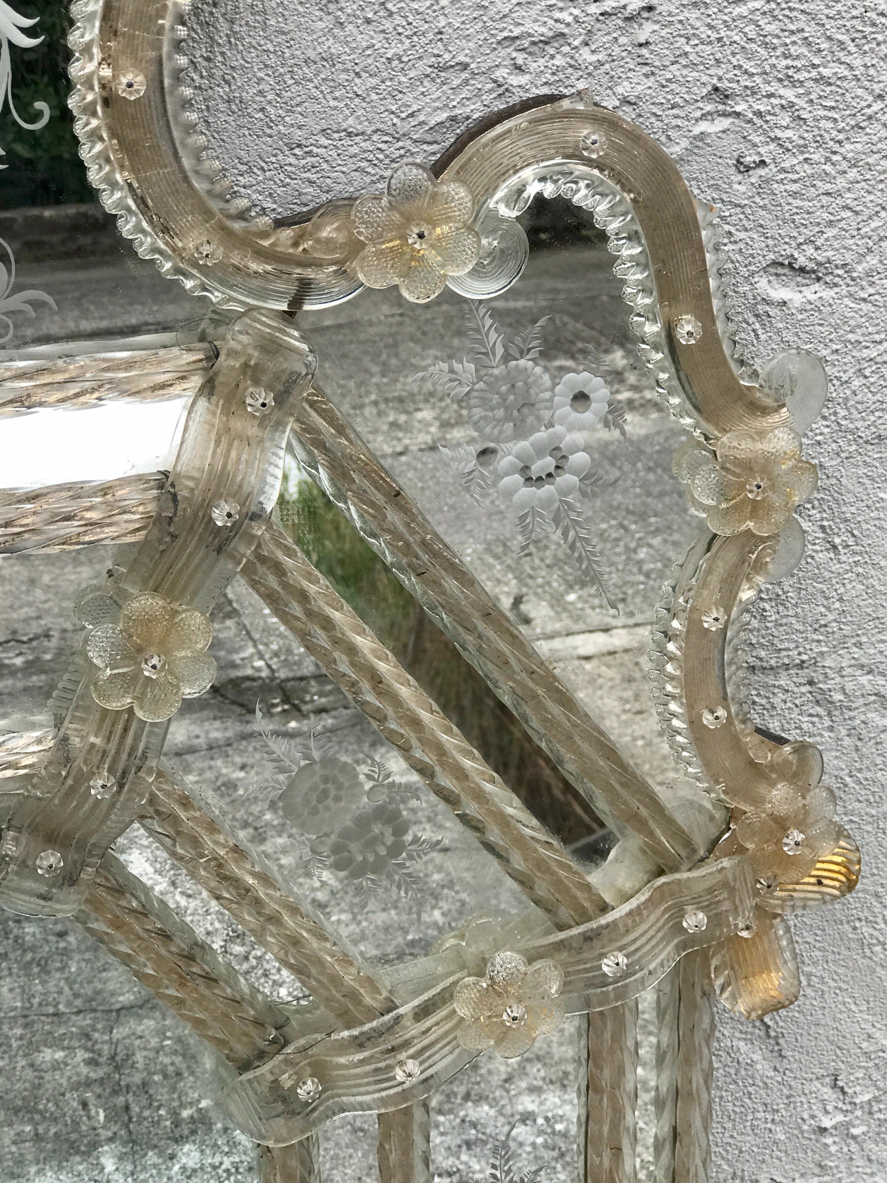 Exquisite Venetian Glass Engraved Mirror 8