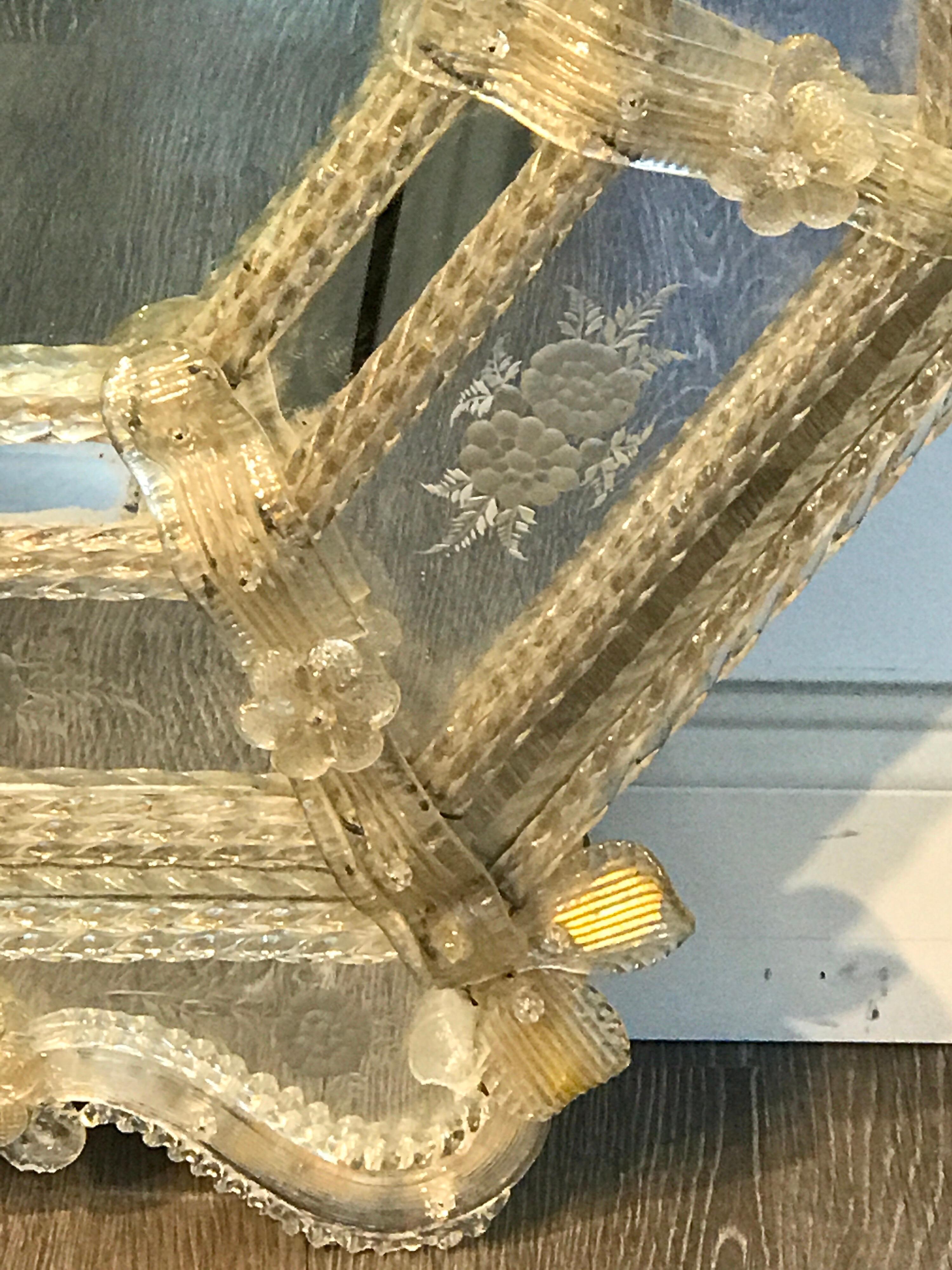 Exquisite Venetian Glass Engraved Mirror 2