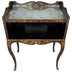 Exquisite Venetian Style Églomisé Gilt Lacquered Tiered End Table/ Nightstand
