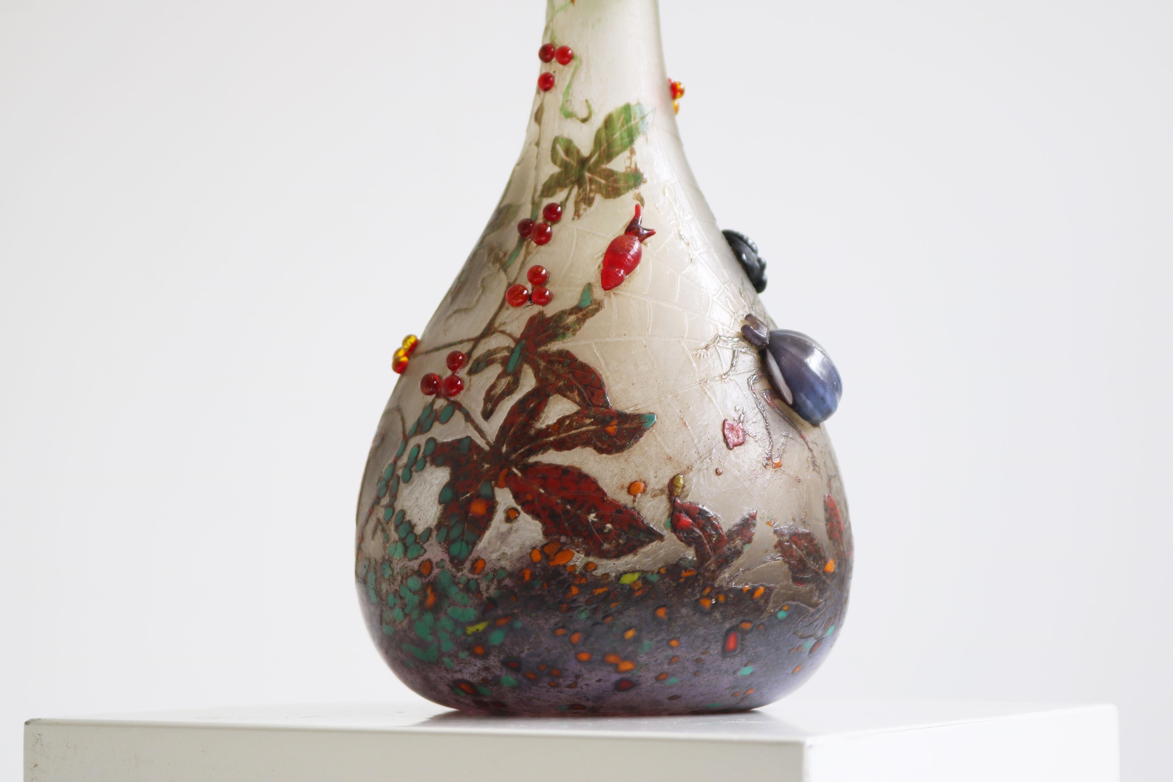 Exquisite sehr seltene ''Spinnenvase'' von Daum Nancy Glas mit Radschliff 1905 Frankreich im Angebot 3