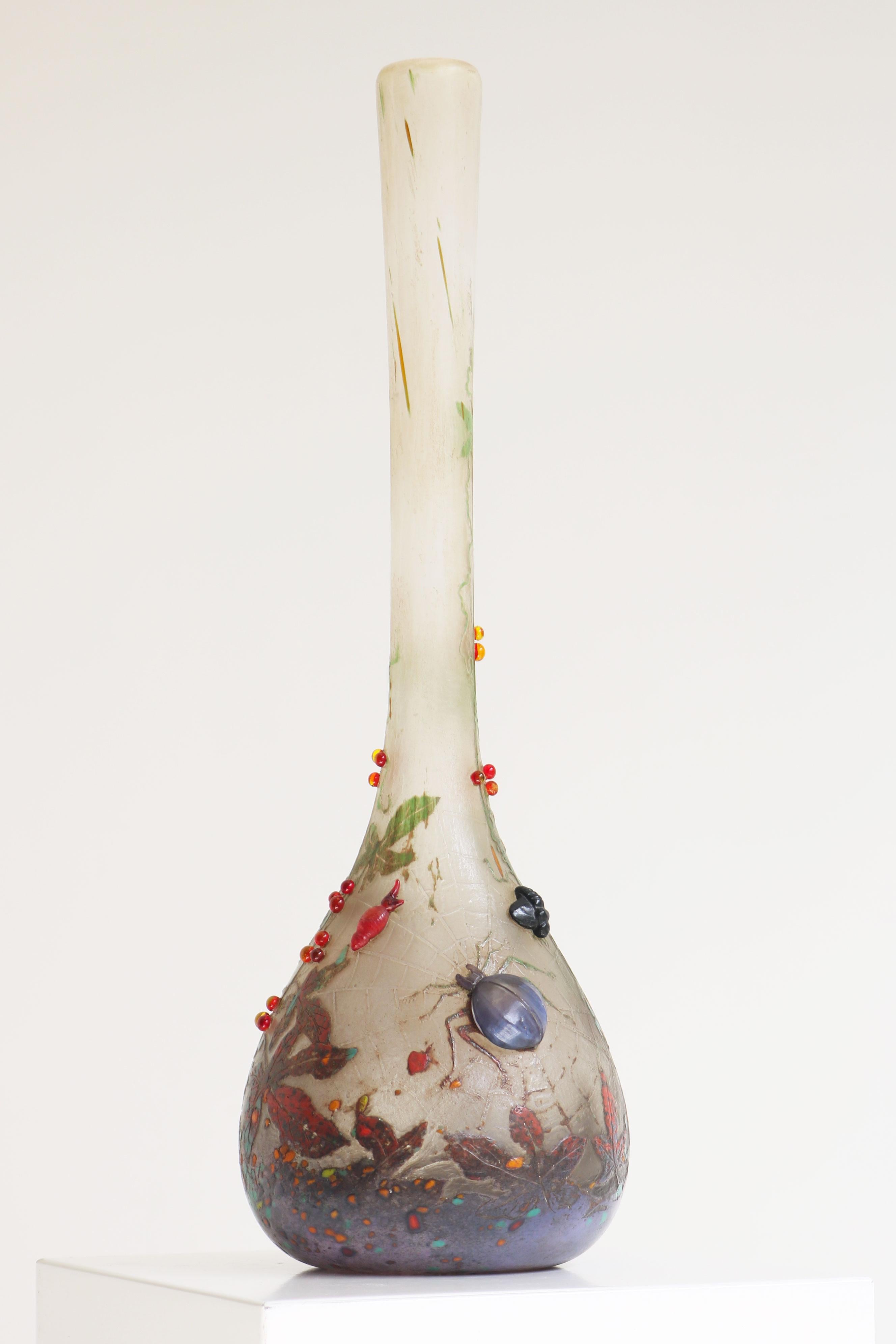 Exquisite sehr seltene ''Spinnenvase'' von Daum Nancy Glas mit Radschliff 1905 Frankreich im Angebot 8