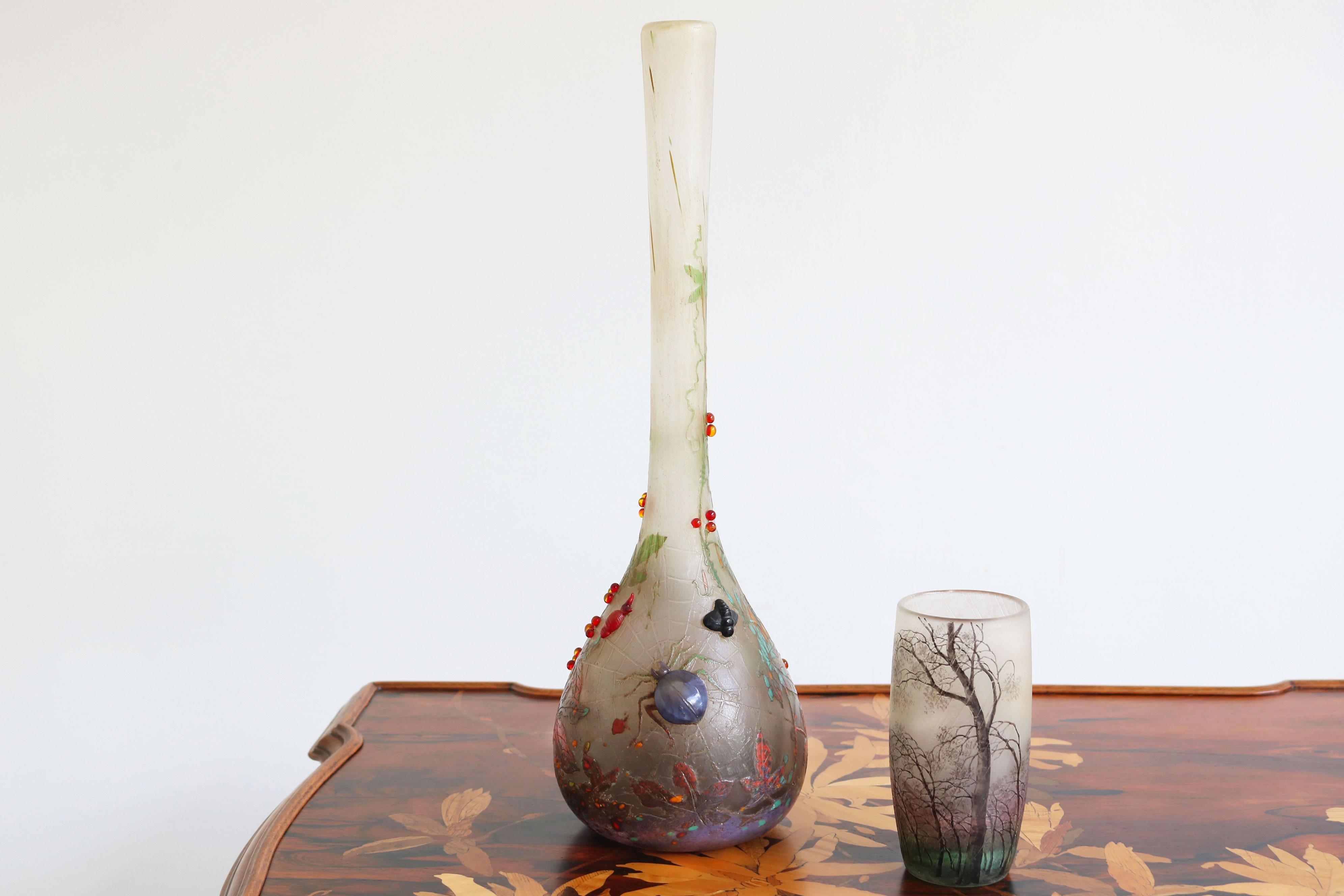 Exquisite sehr seltene ''Spinnenvase'' von Daum Nancy Glas mit Radschliff 1905 Frankreich im Angebot 9