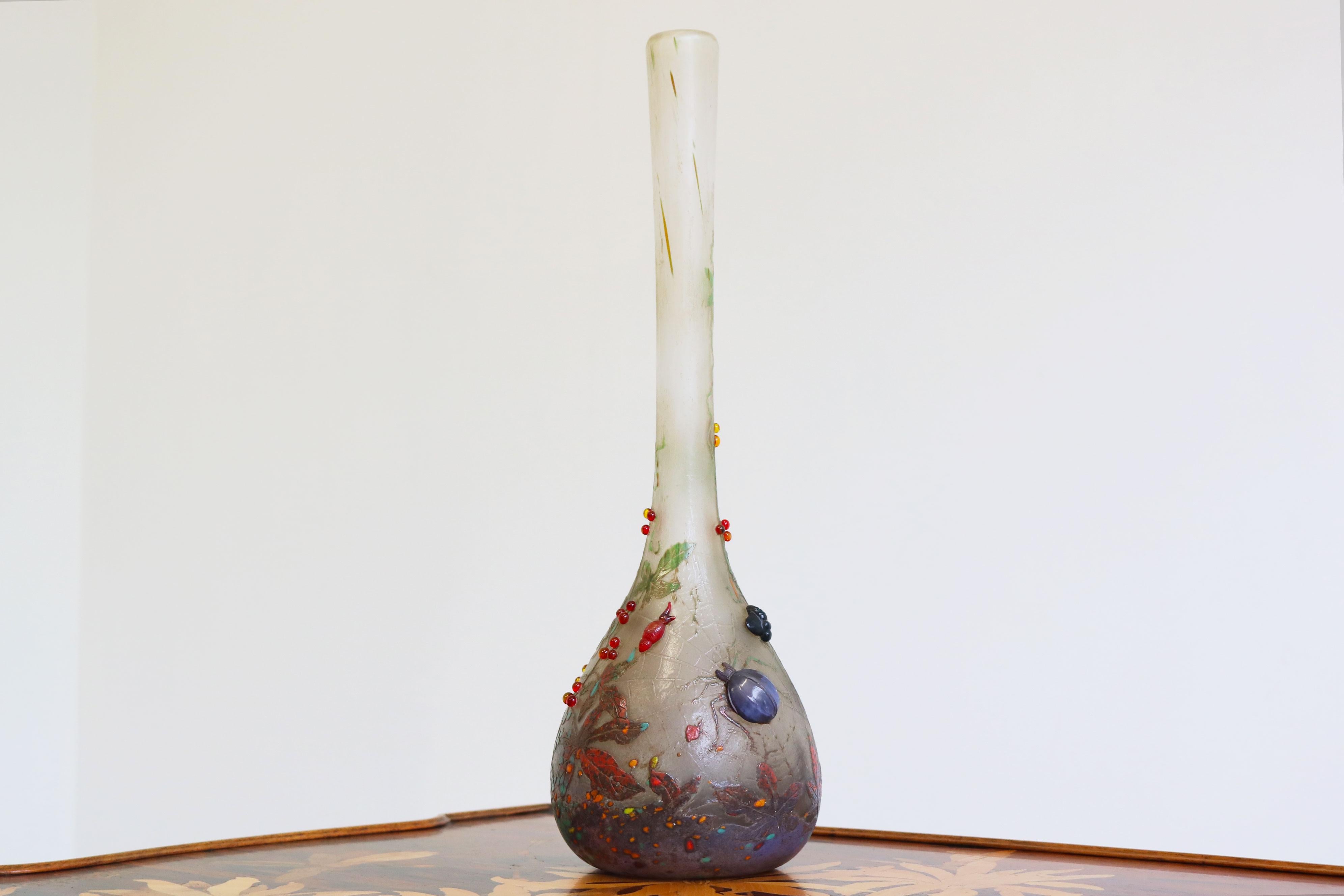Exquisite sehr seltene ''Spinnenvase'' von Daum Nancy Glas mit Radschliff 1905 Frankreich im Angebot 12