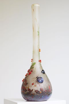 Exquise très rare ''Vase araignée'' de Daum Nancy verre sculpté à la roue 1905 France