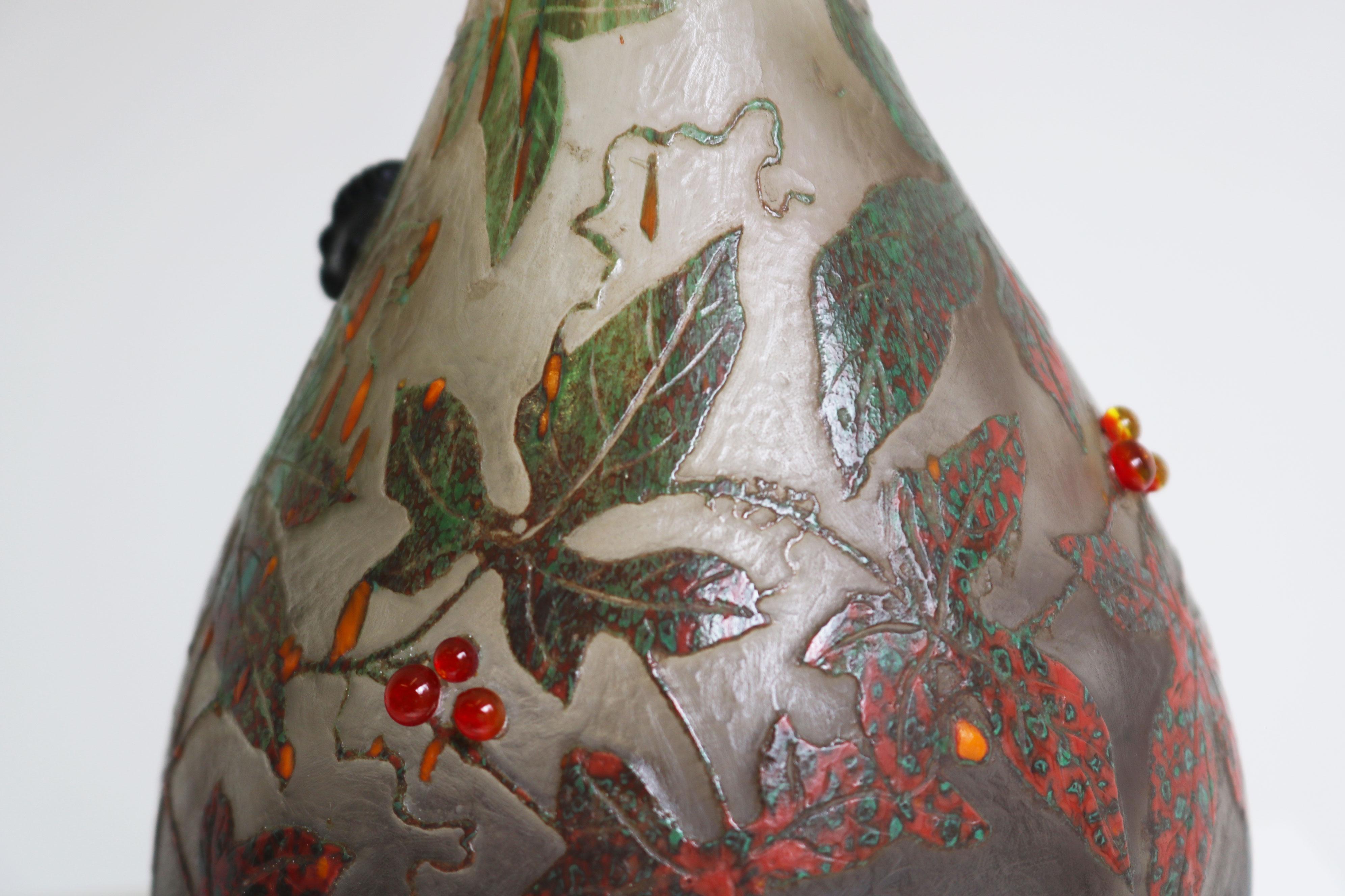 Exquisite sehr seltene ''Spinnenvase'' von Daum Nancy Glas mit Radschliff 1905 Frankreich im Angebot 2