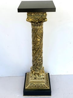 Exquisite Victorian Bronze and Marble L.C. Tiffany Style Arabesque Pedestal