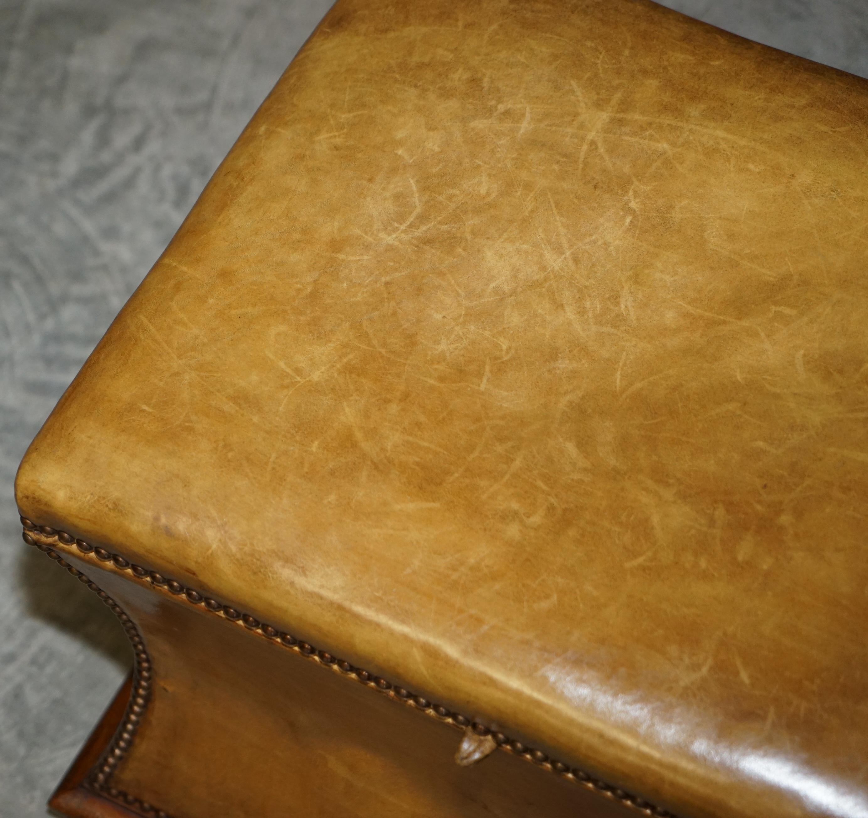 brown leather footstool