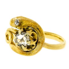 Exquisite Victorian Diamond and 18 Karat Snake Ring
