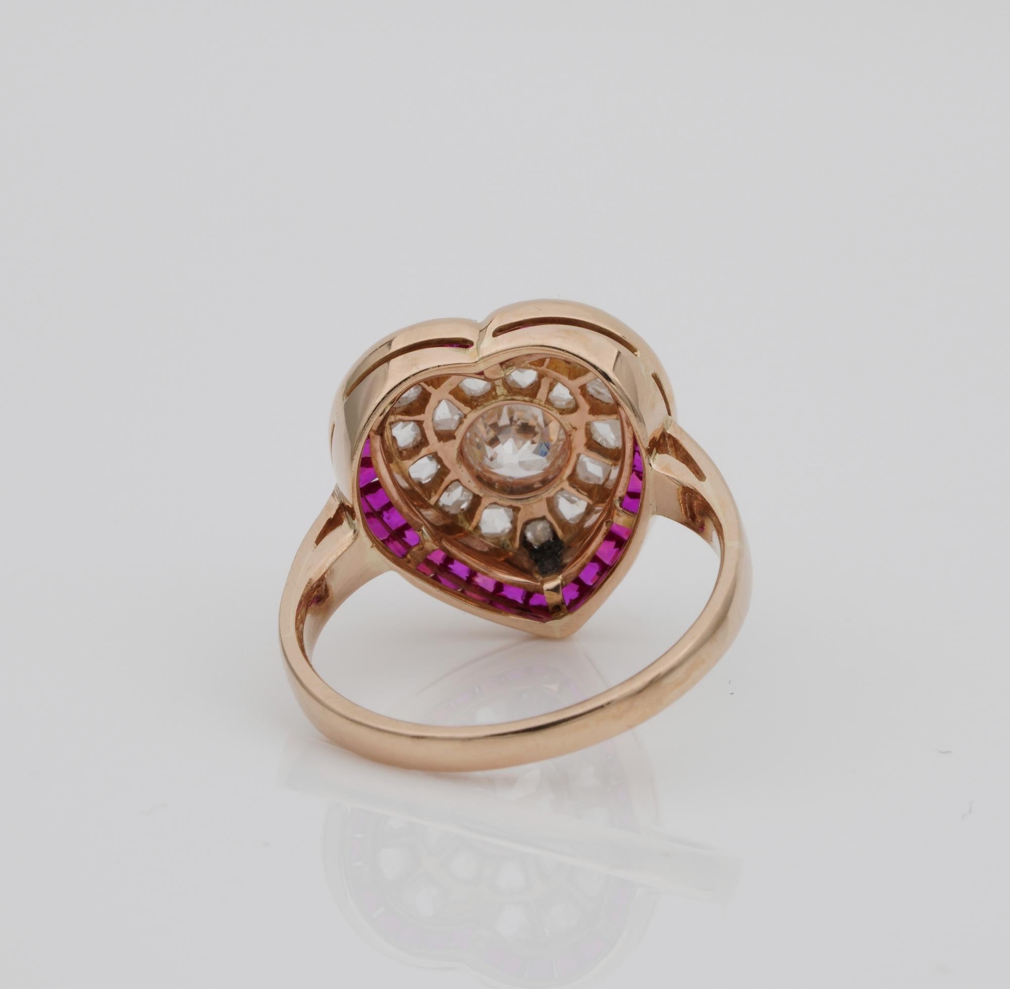 Exquisite Victorian Diamond Ruby Rare Heart Ring im Angebot 3