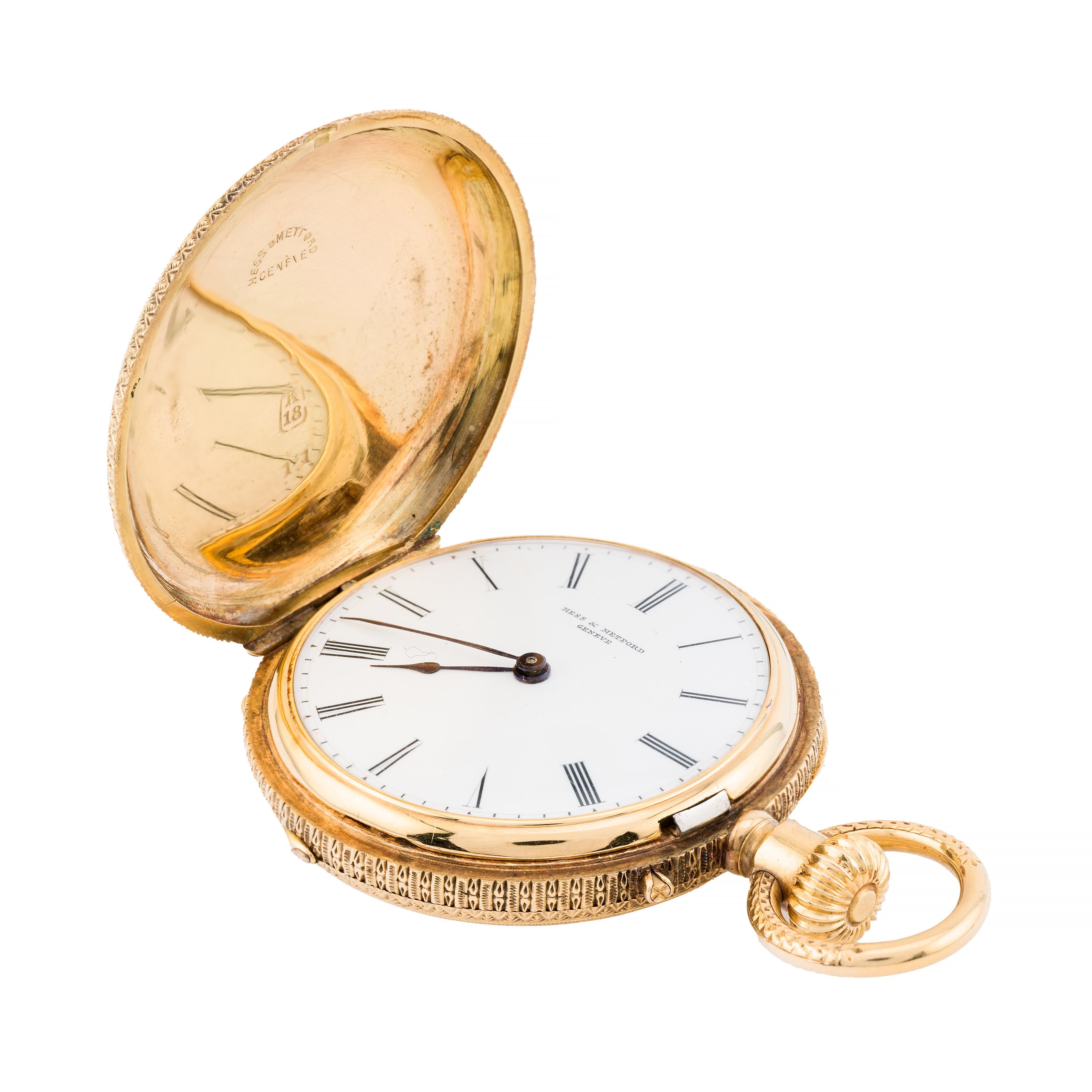 Exquisite Victorian Enamel Cherub Garden Scene 18 Karat Gold Swiss Pocket Watch For Sale 1