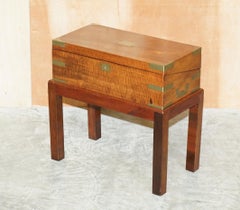 Exquisite Victorian Hardwood Military Campaign Writing Slope Desk & Later Stand