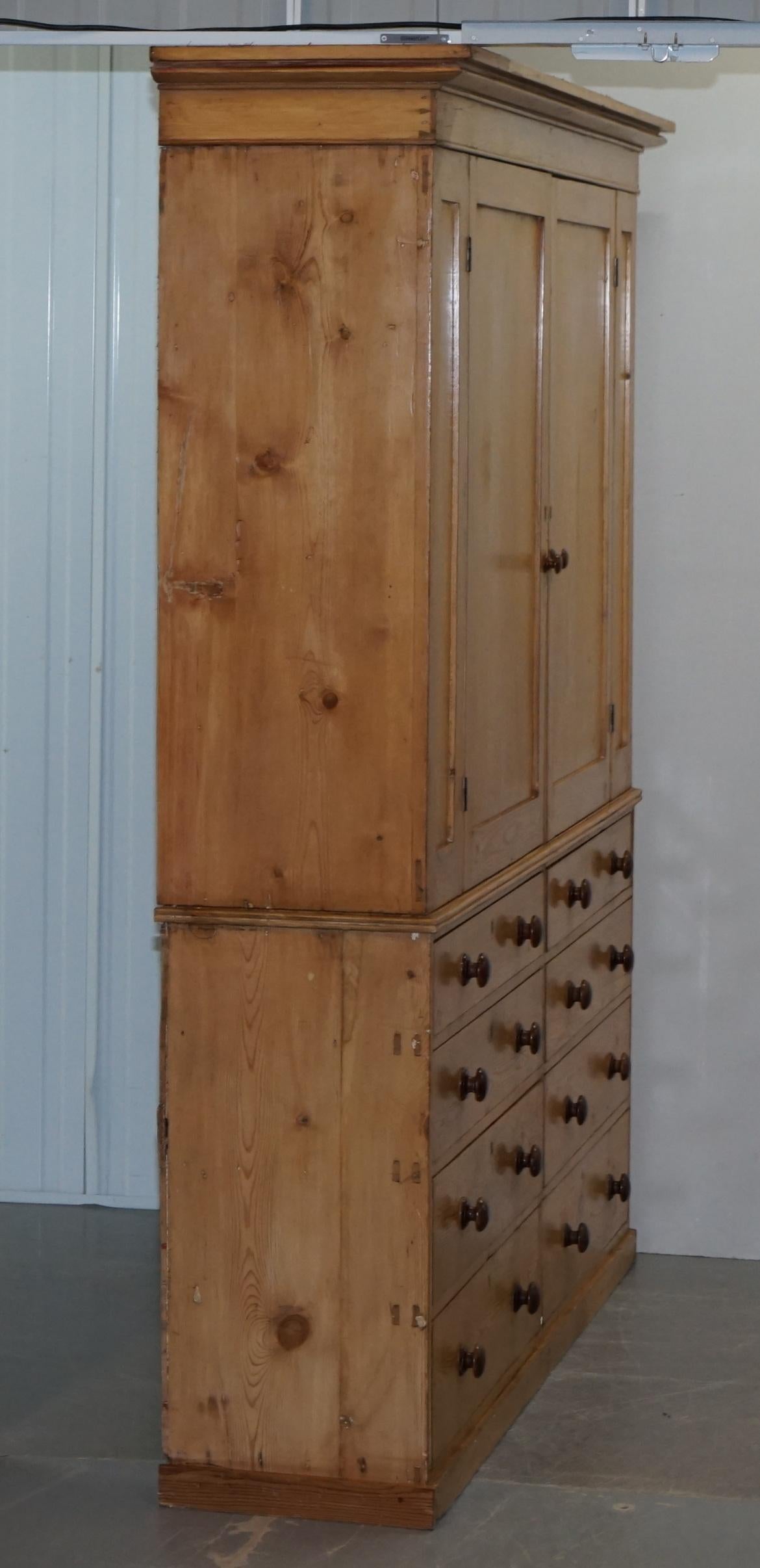 Exquisite Victorian Pine circa 1860 Housekeepers Cupboard with Chest of Drawers 4