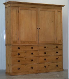 Exquisite Victorian Pine circa 1860 Housekeepers Cupboard with Chest of Drawers