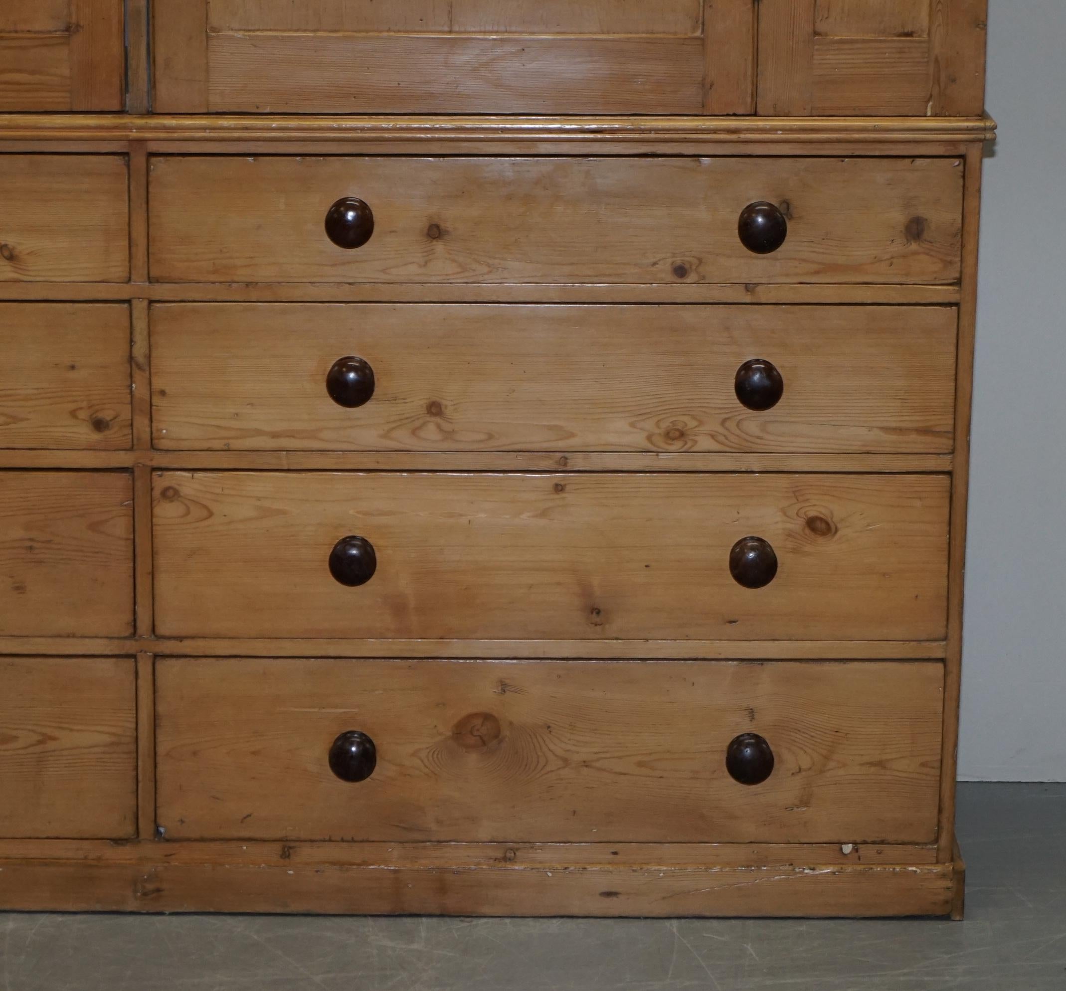 Hand-Crafted Exquisite Victorian Pine circa 1860 Housekeepers Cupboard with Chest of Drawers