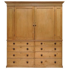 Used Exquisite Victorian Pine circa 1860 Housekeepers Cupboard with Chest of Drawers