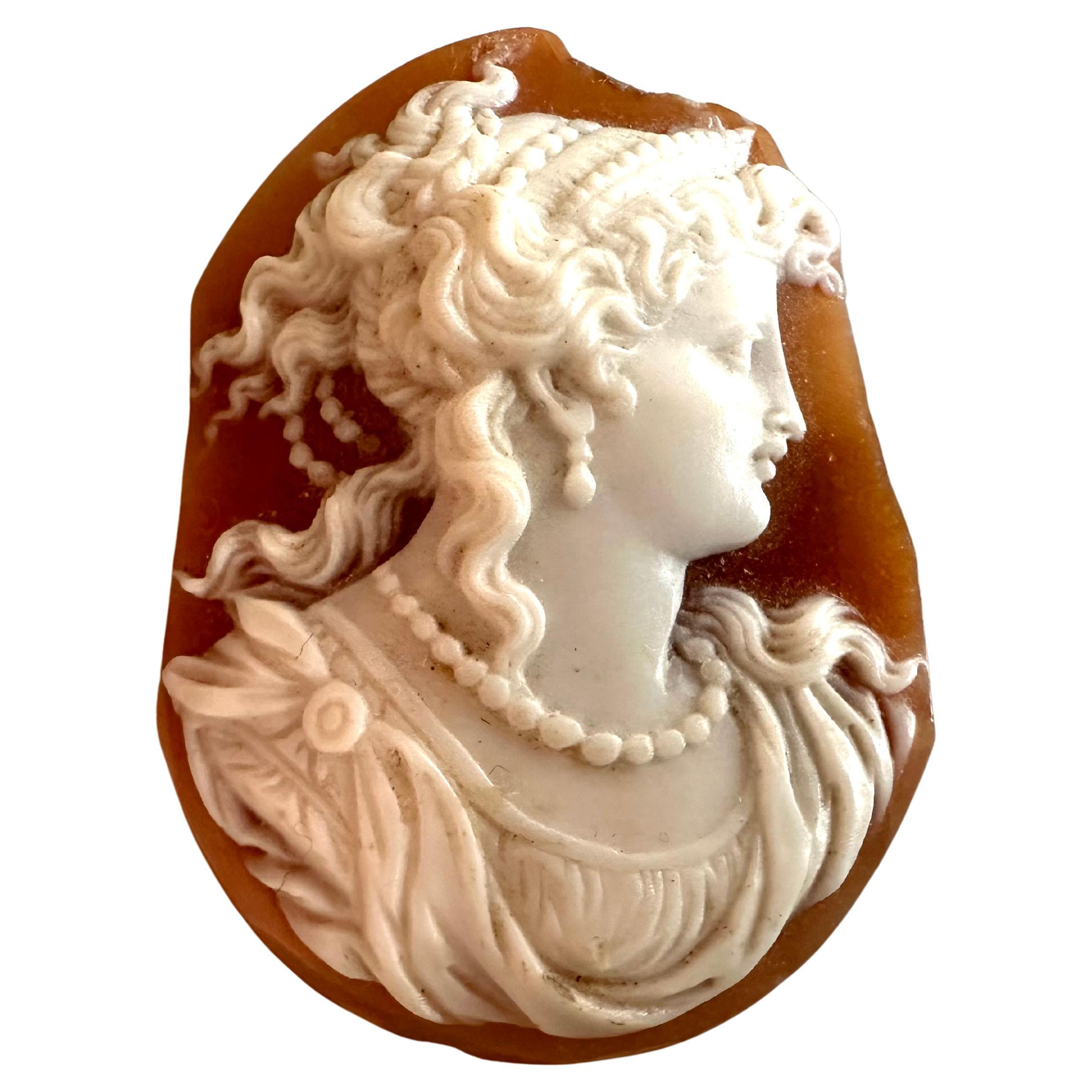 Exquisite Victorian Shell Cameo, c. 1850 For Sale