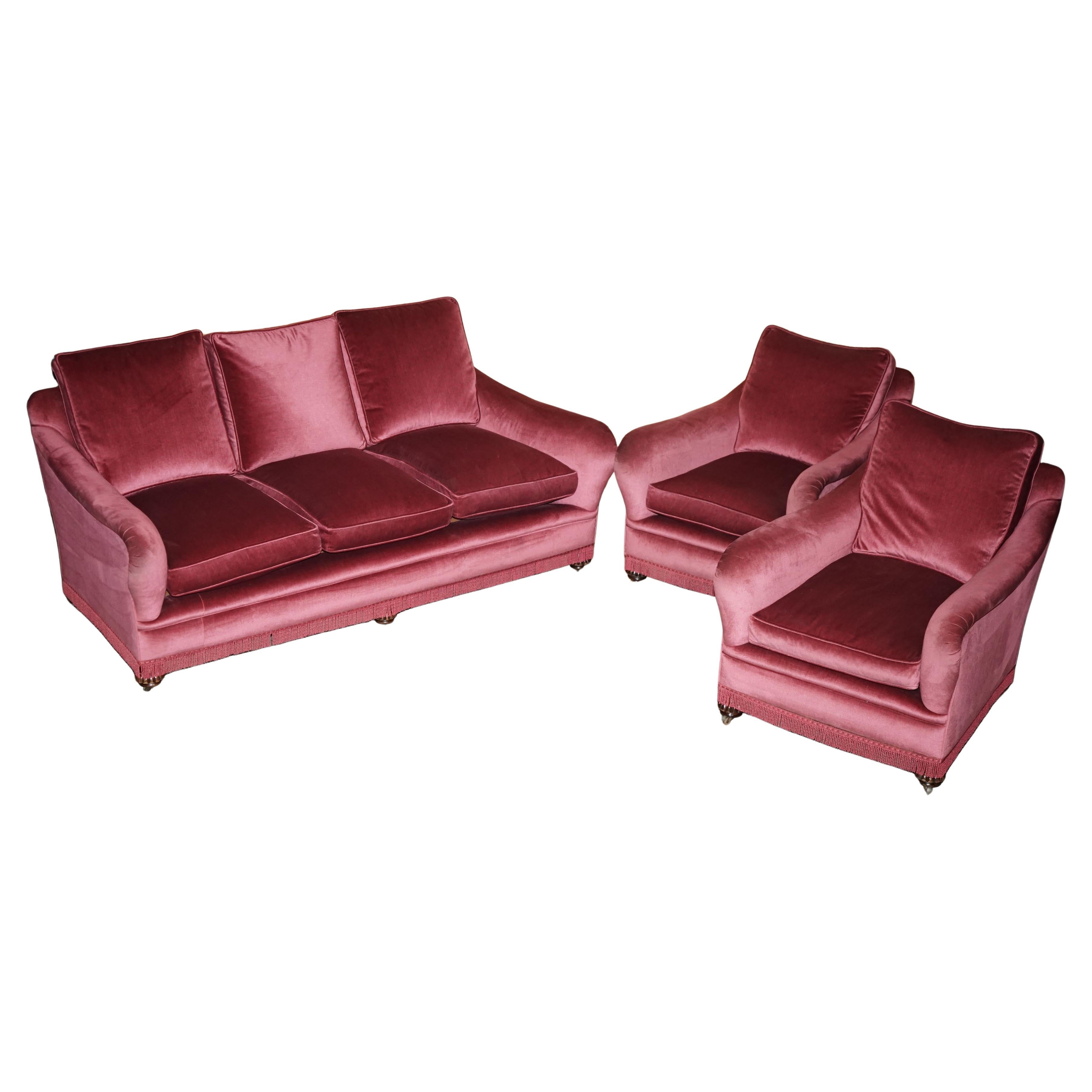 EXCELLENTE SUITE VITICTORIENNE SALMON VELOUR SOFA
PAIRE DE FAUTEUIL SUITE