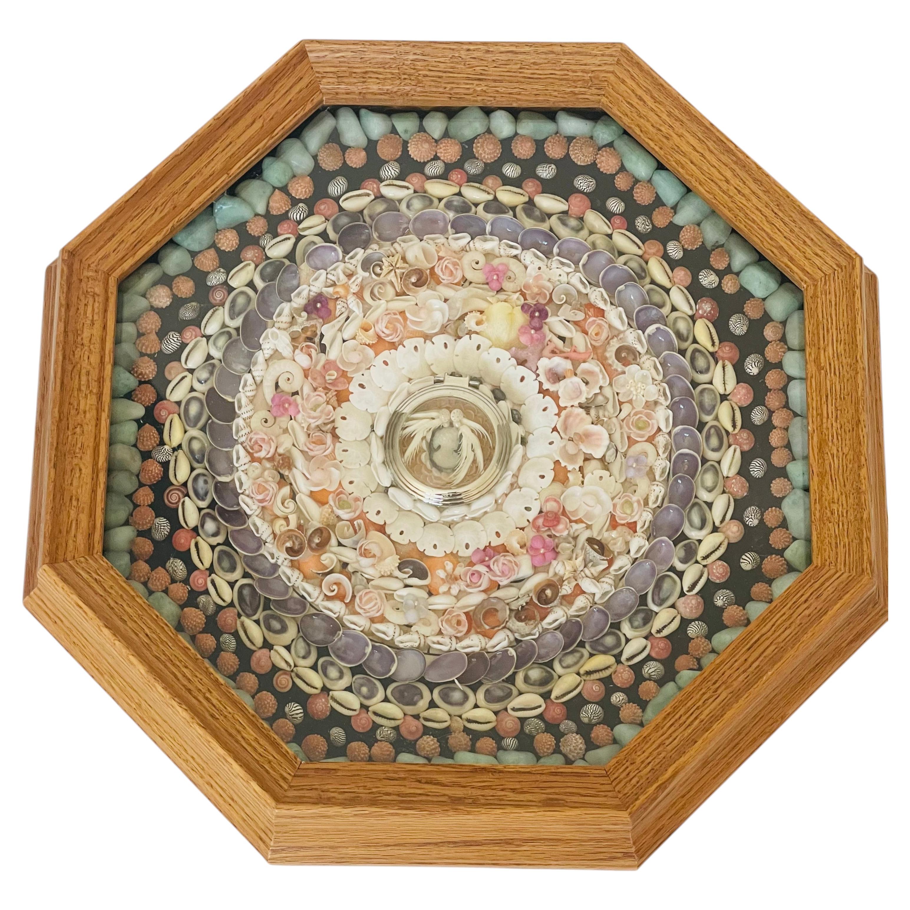 Exquisite Vintage American Folk Art Sea Shell Matrosen Valentines mit Cameo